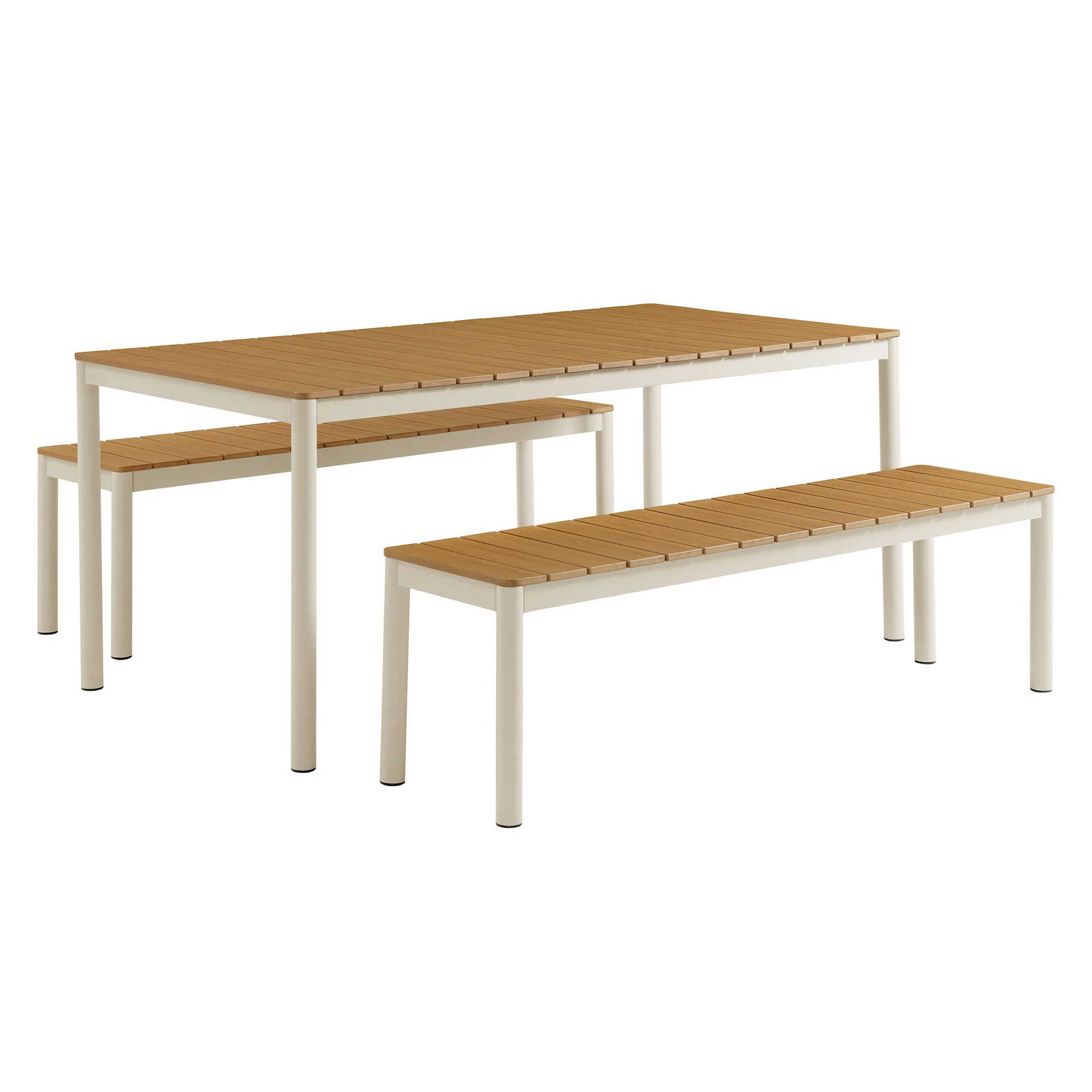 Finn Outdoor Patio Aluminum Faux Wood Dining Set with Benches by Modway - Image 2