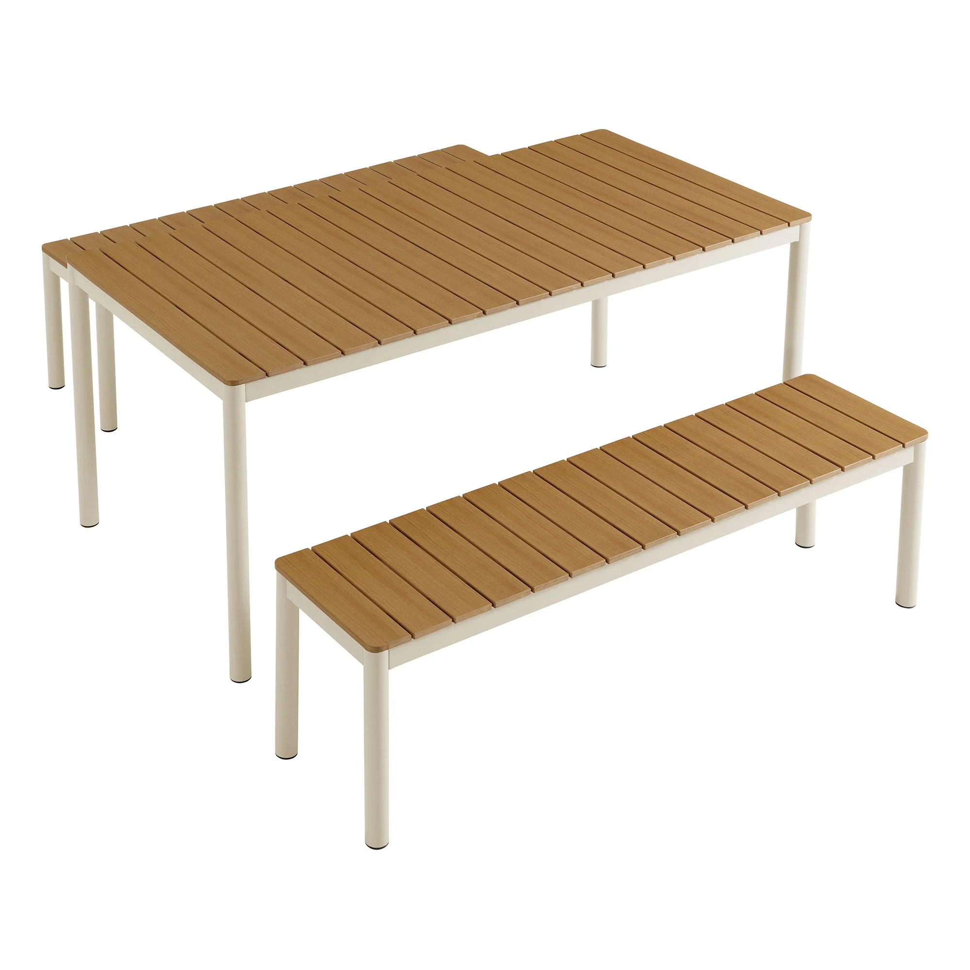 Finn Outdoor Patio Aluminum Faux Wood Dining Set with Benches by Modway - Image 3