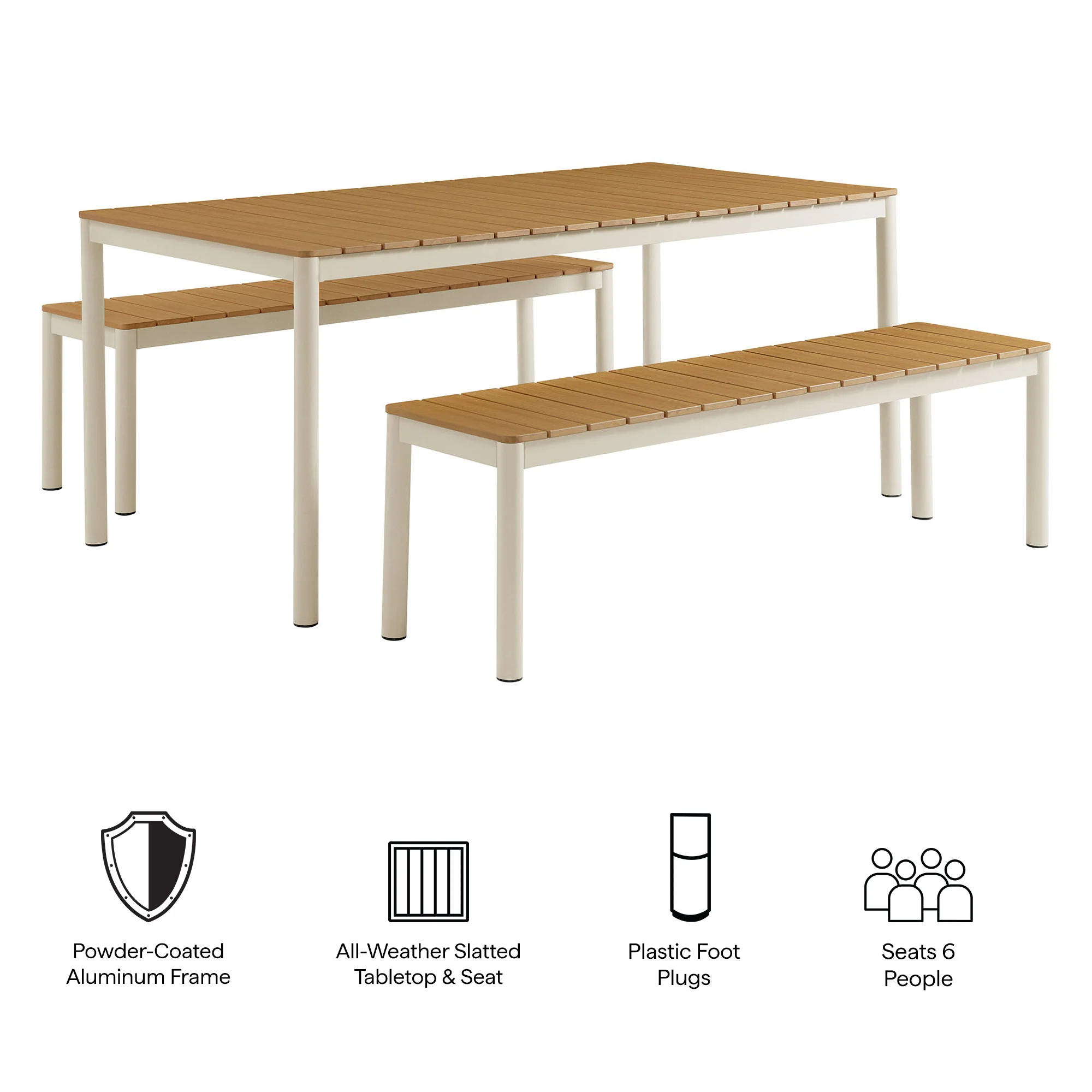 Finn Outdoor Patio Aluminum Faux Wood Dining Set with Benches by Modway - Image 6