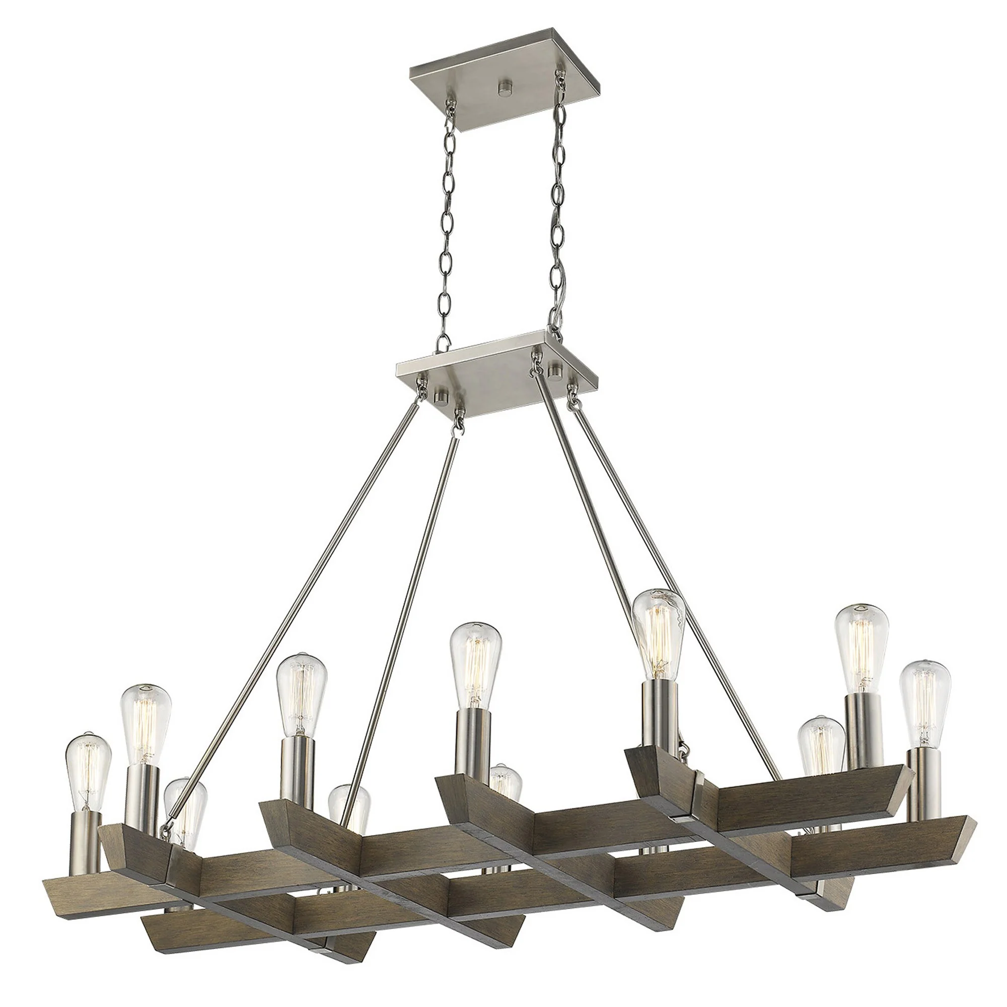 Finnick 12-Light Satin Nickel Chandelier By Homeroots - Image 2