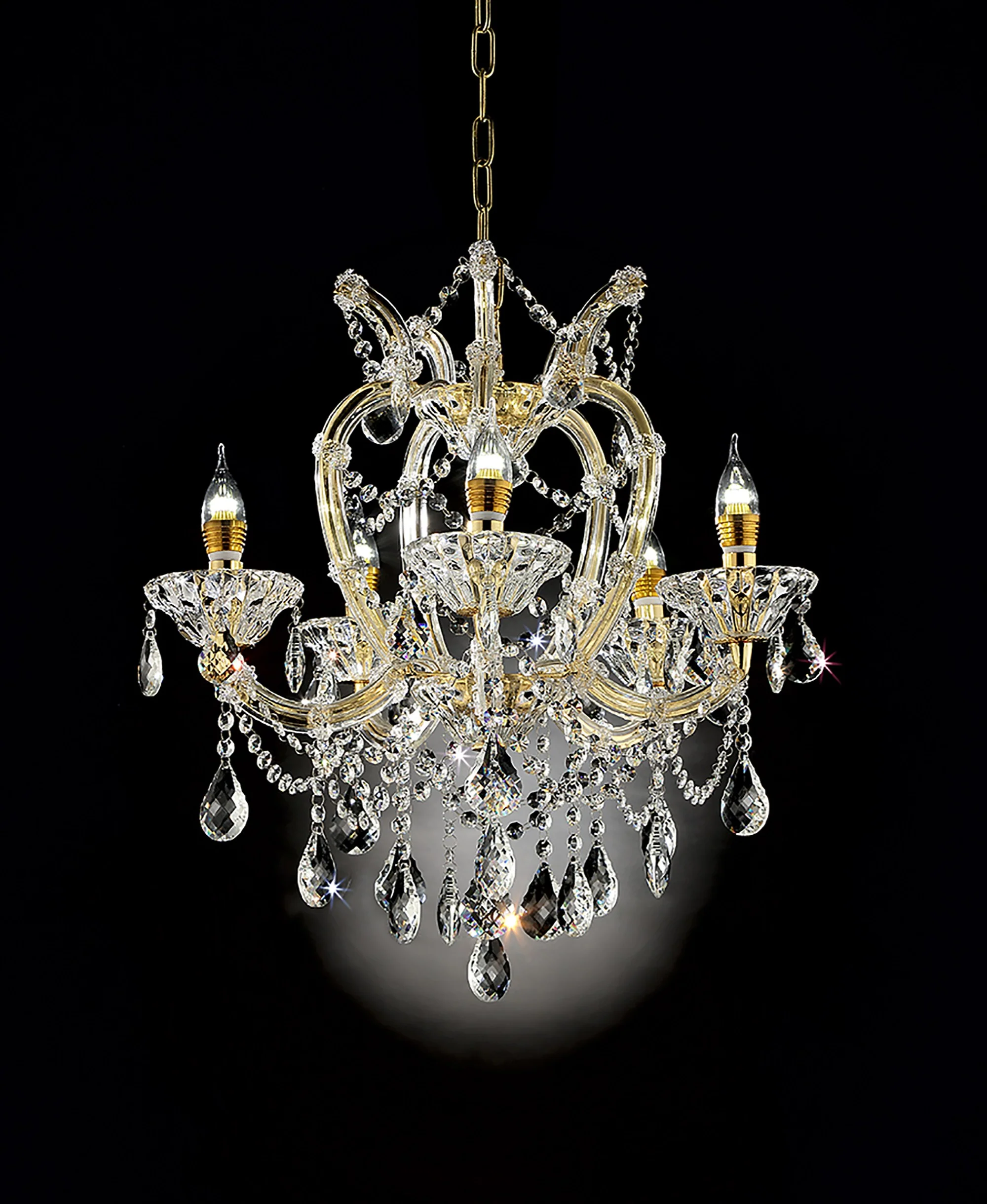 Five Light Glam Gold and Faux Crystal Chandelier By Homeroots - Image 3