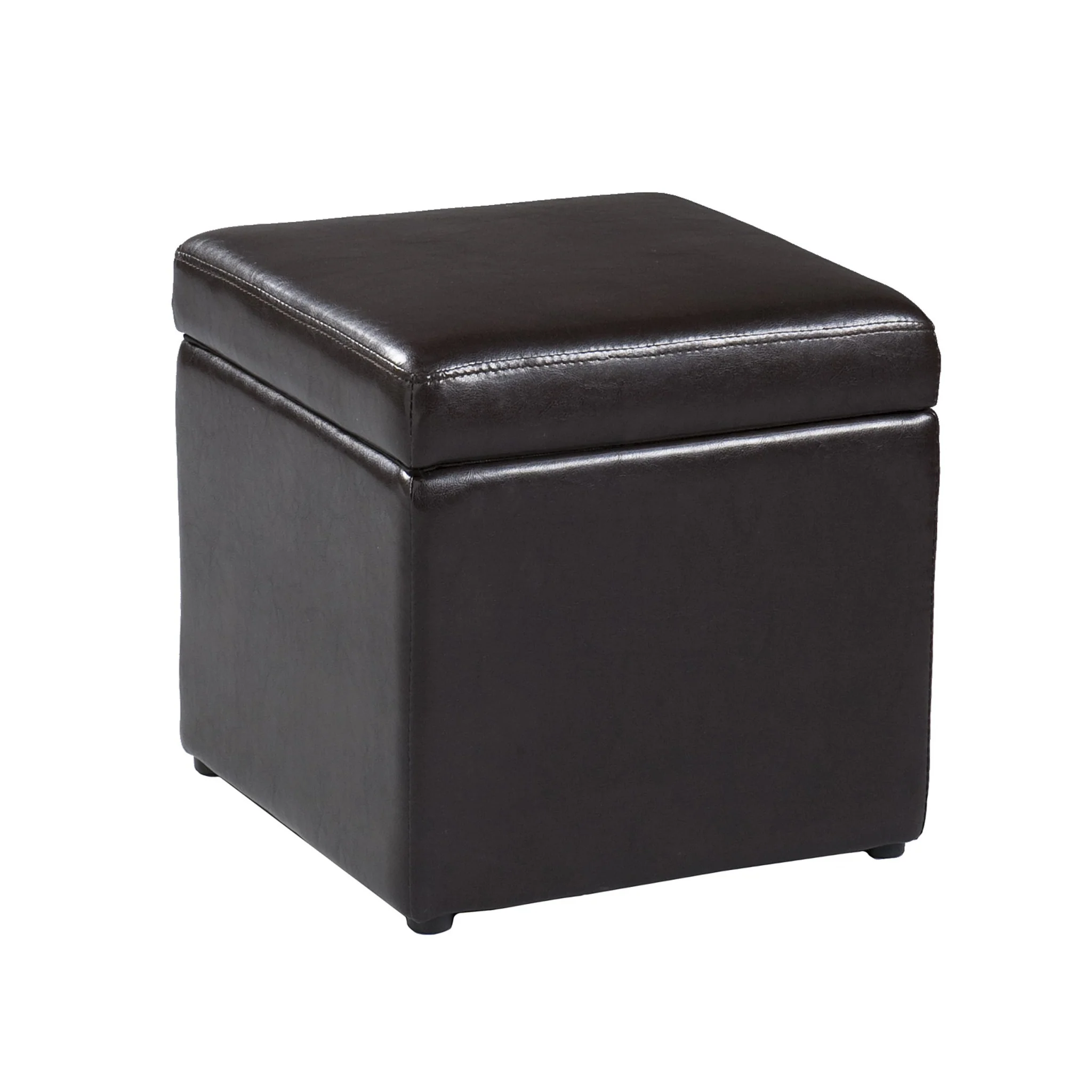 Five Piece Dark Brown Faux Leather Coffee Table and Storage Ottoman Set By Homeroots - Image 4