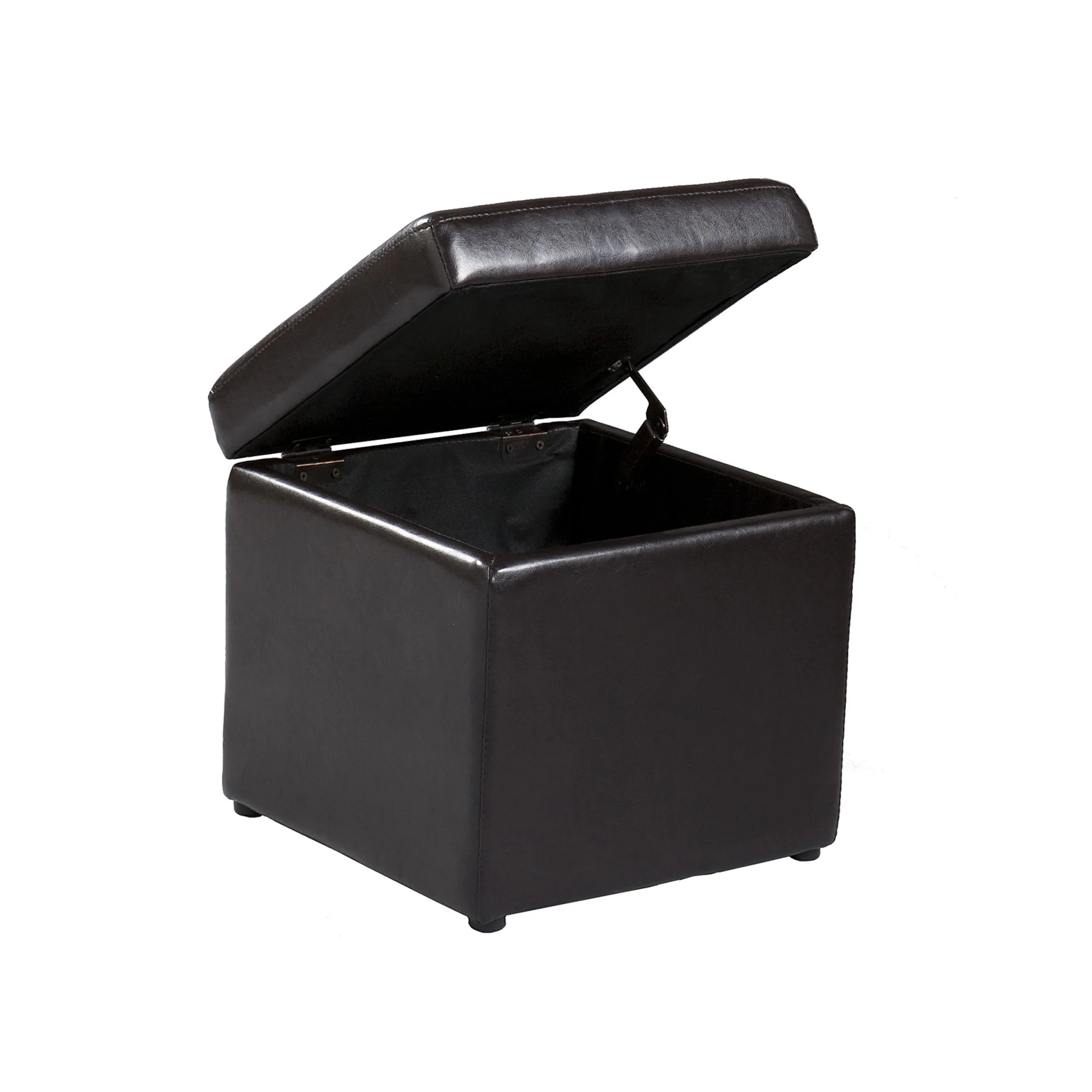 Five Piece Dark Brown Faux Leather Coffee Table and Storage Ottoman Set By Homeroots - Image 6