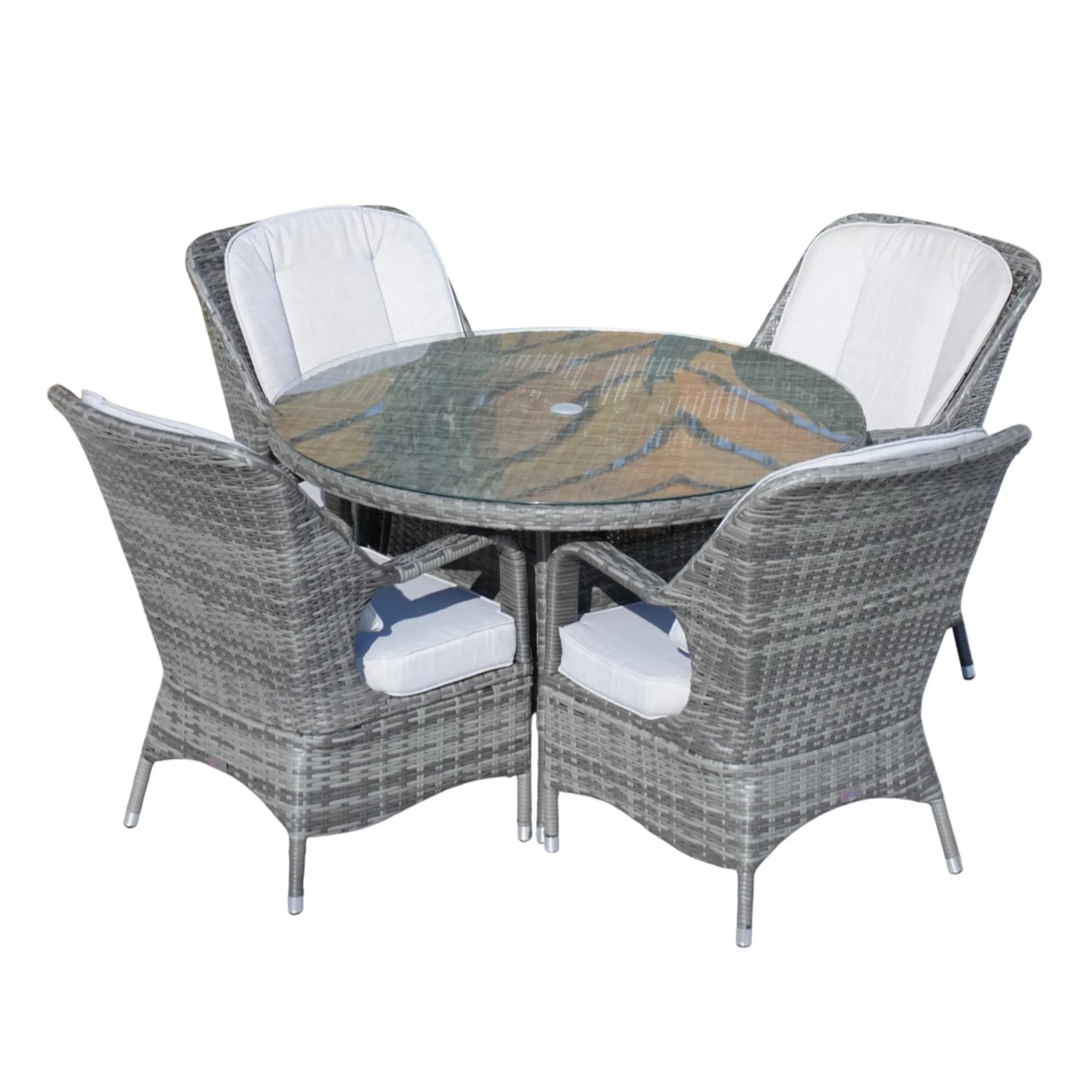 Five Piece Gray Round Glass Dining Set By Homeroots - Image 4