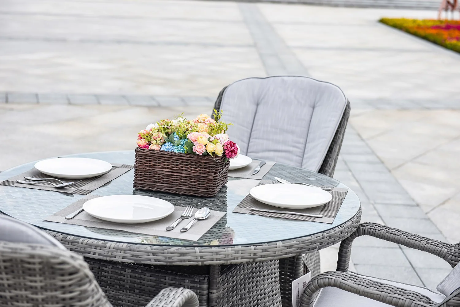 Five Piece Gray Round Glass Dining Set By Homeroots - Image 6