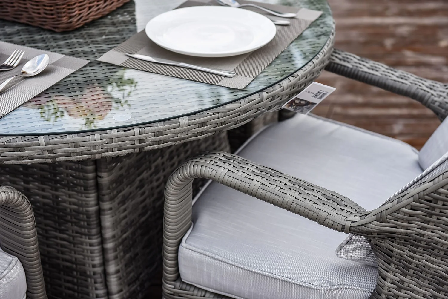 Five Piece Gray Round Glass Dining Set By Homeroots - Image 7