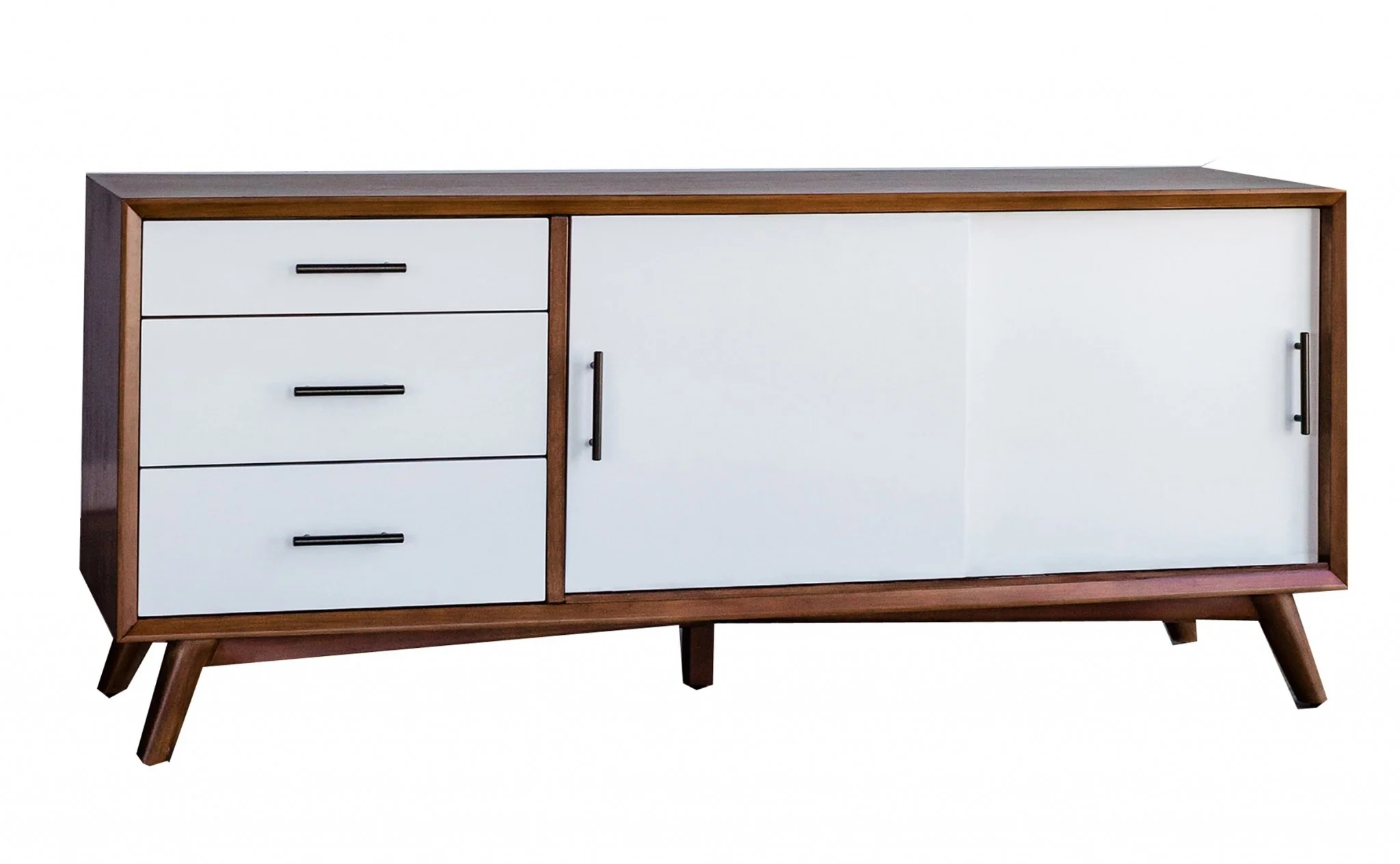 Flair 64" Acorn and White Mid Century Mod TV Console By Homeroots - Image 3