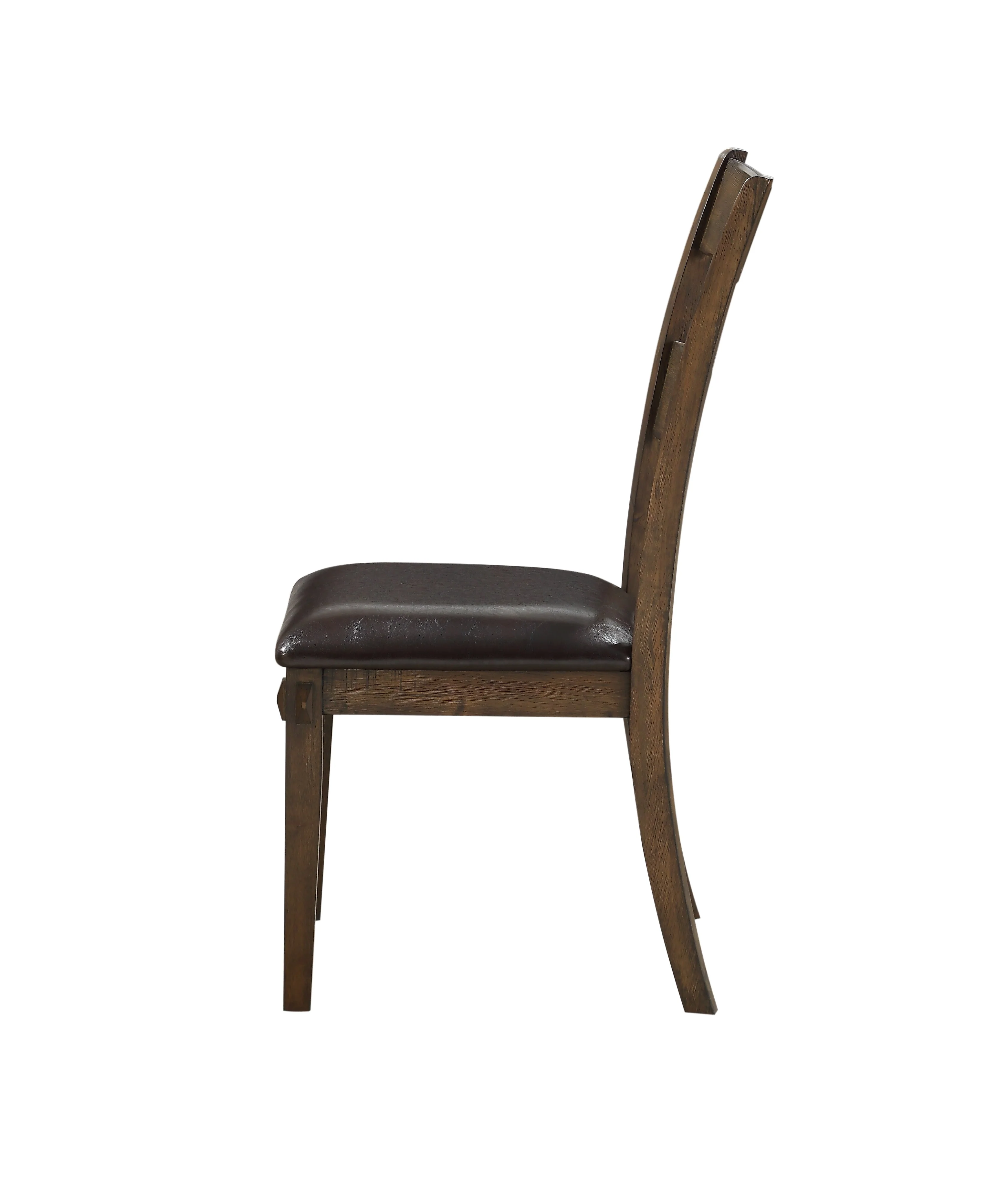 Flared Panel Back Side Chair With Leatherette Seat, Set Of 2, Brown By Benzara - Image 2