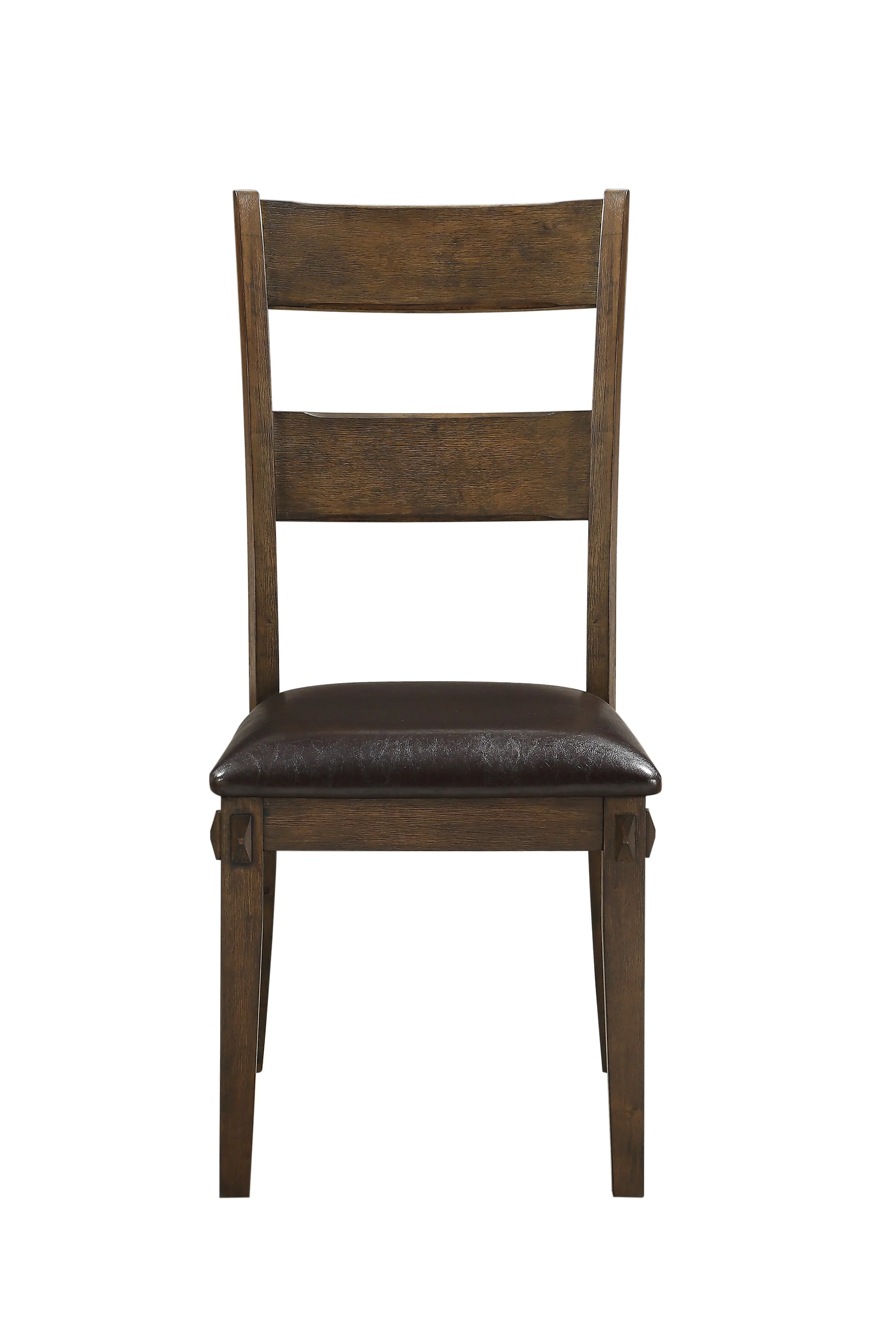 Flared Panel Back Side Chair With Leatherette Seat, Set Of 2, Brown By Benzara - Image 5