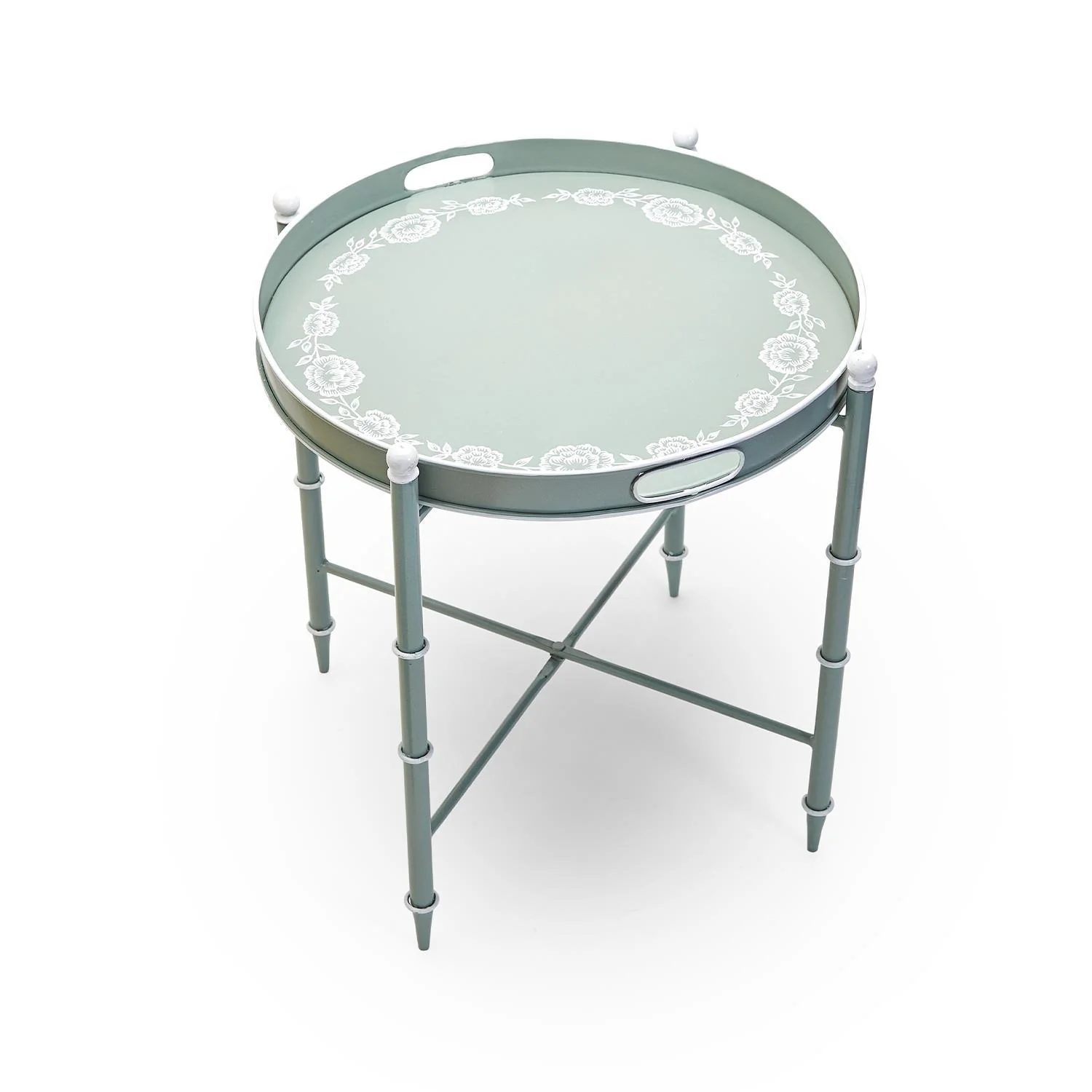 Fleurette Hand-Painted Floral Pattern Side / End Table By Two's Company - Image 2