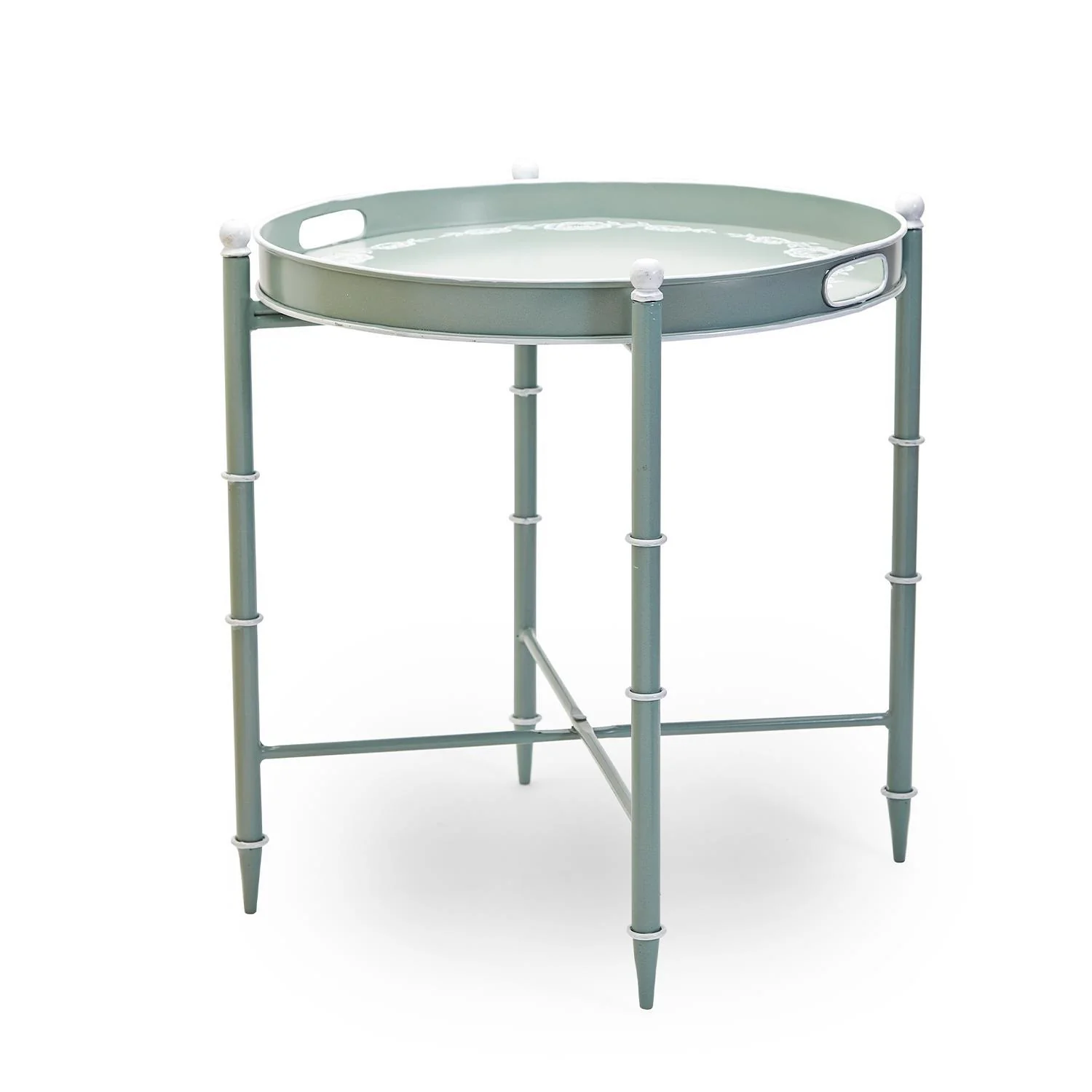Fleurette Hand-Painted Floral Pattern Side / End Table By Two's Company - Image 3