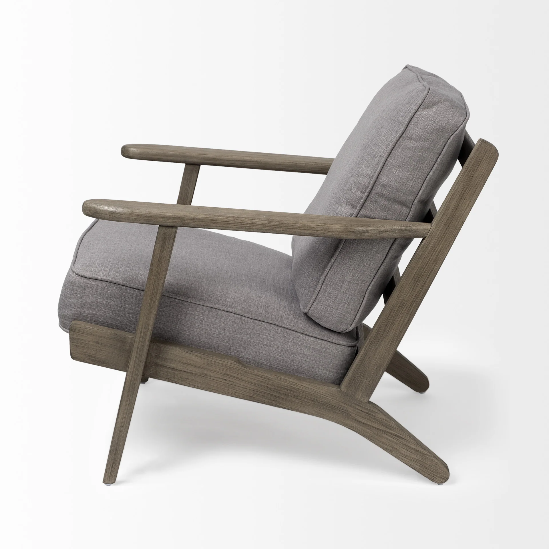 Flint Gray Fabric Accent Chair with Covered Wooden Frame By Homeroots - Image 3