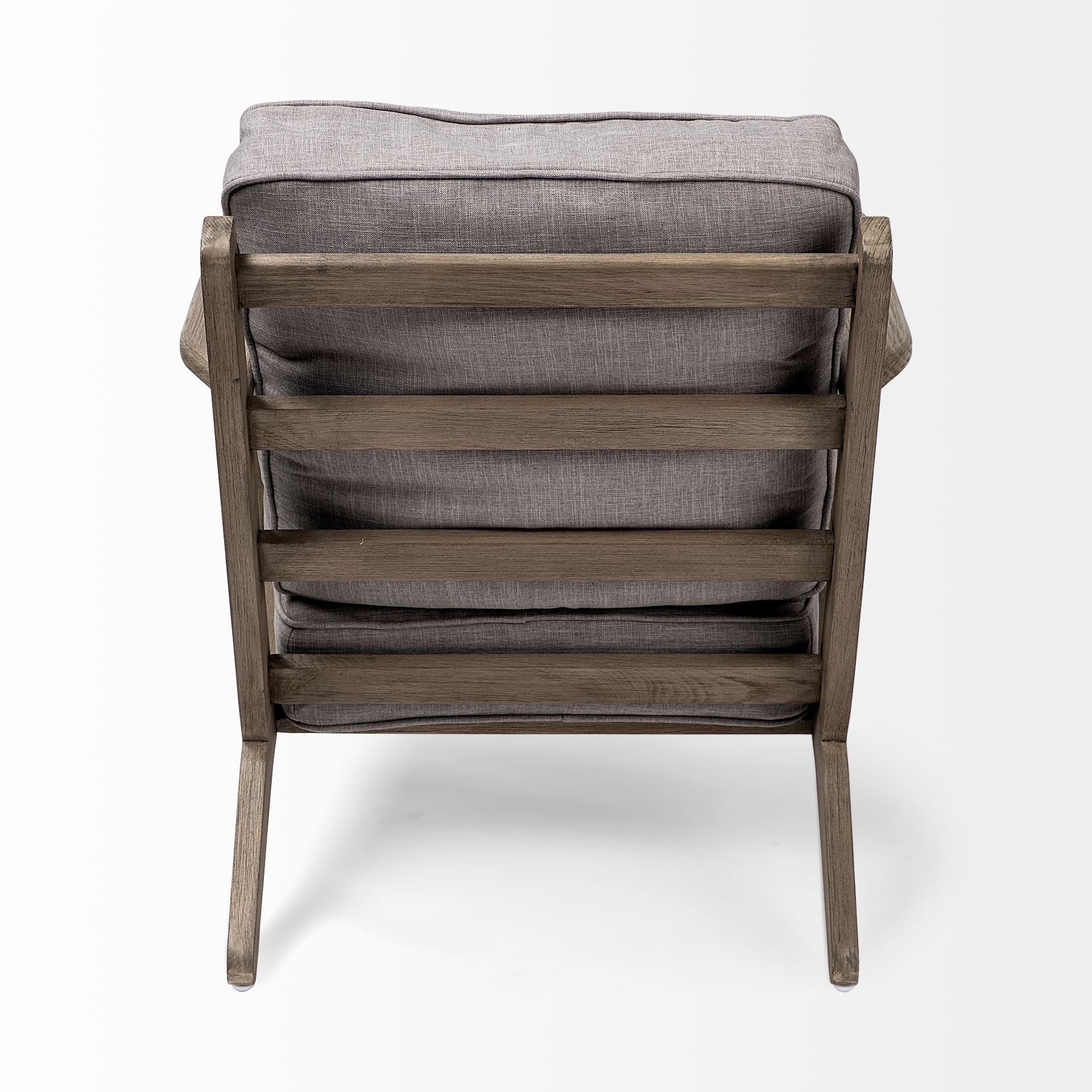 Flint Gray Fabric Accent Chair with Covered Wooden Frame By Homeroots - Image 4