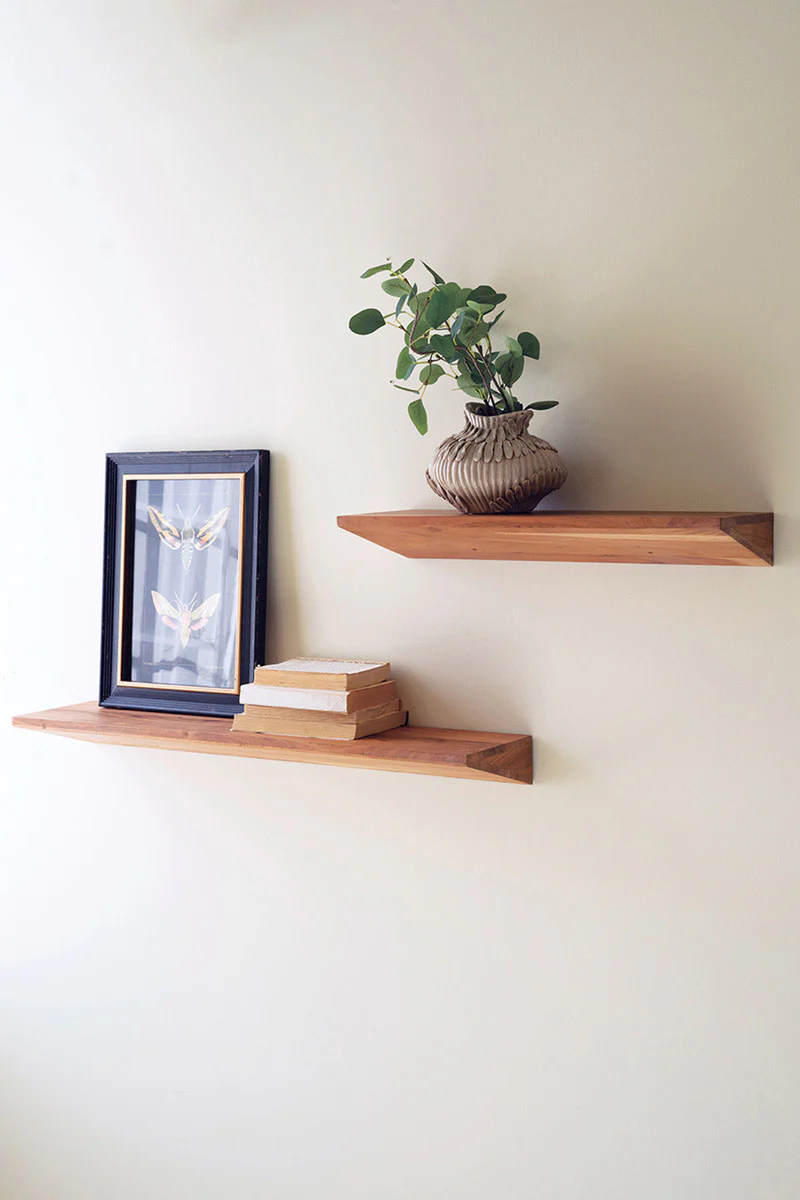 Floating Acacia Wood Shelves Set Of 2 By Kalalou - Image 3