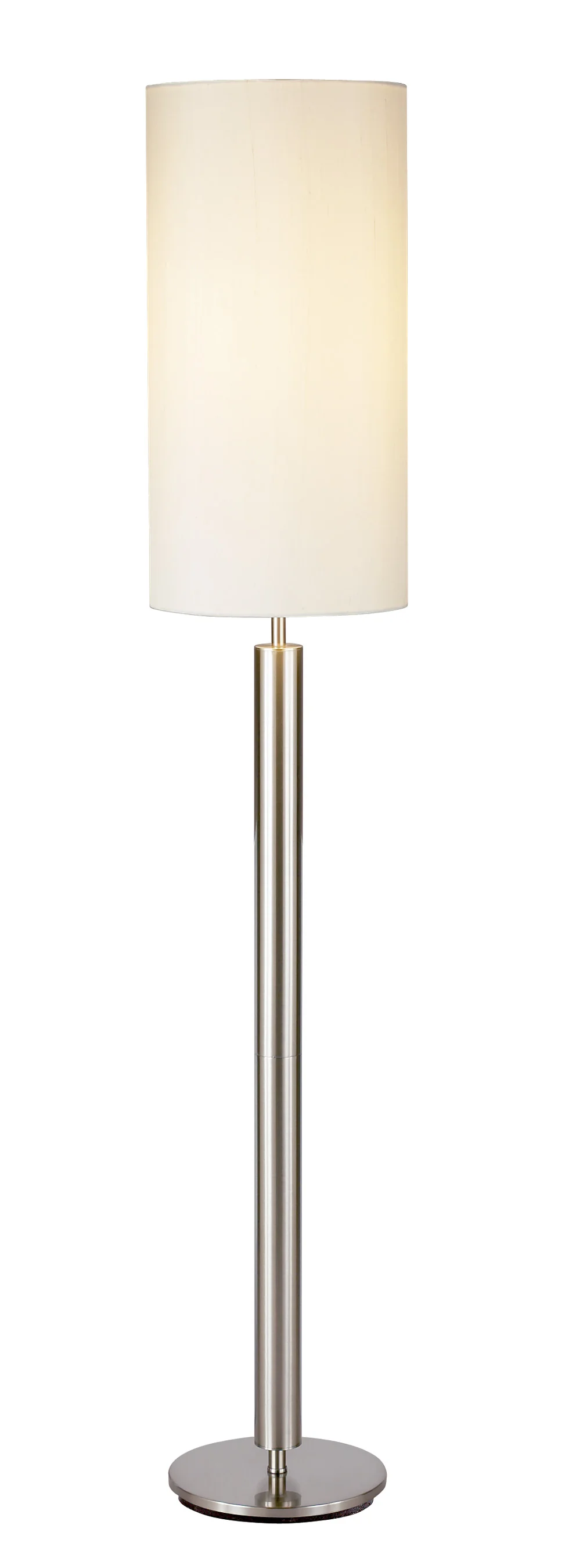 Floor Lamp Brushed Steel Metal Stout Pole with Tall Silk Shade By Homeroots