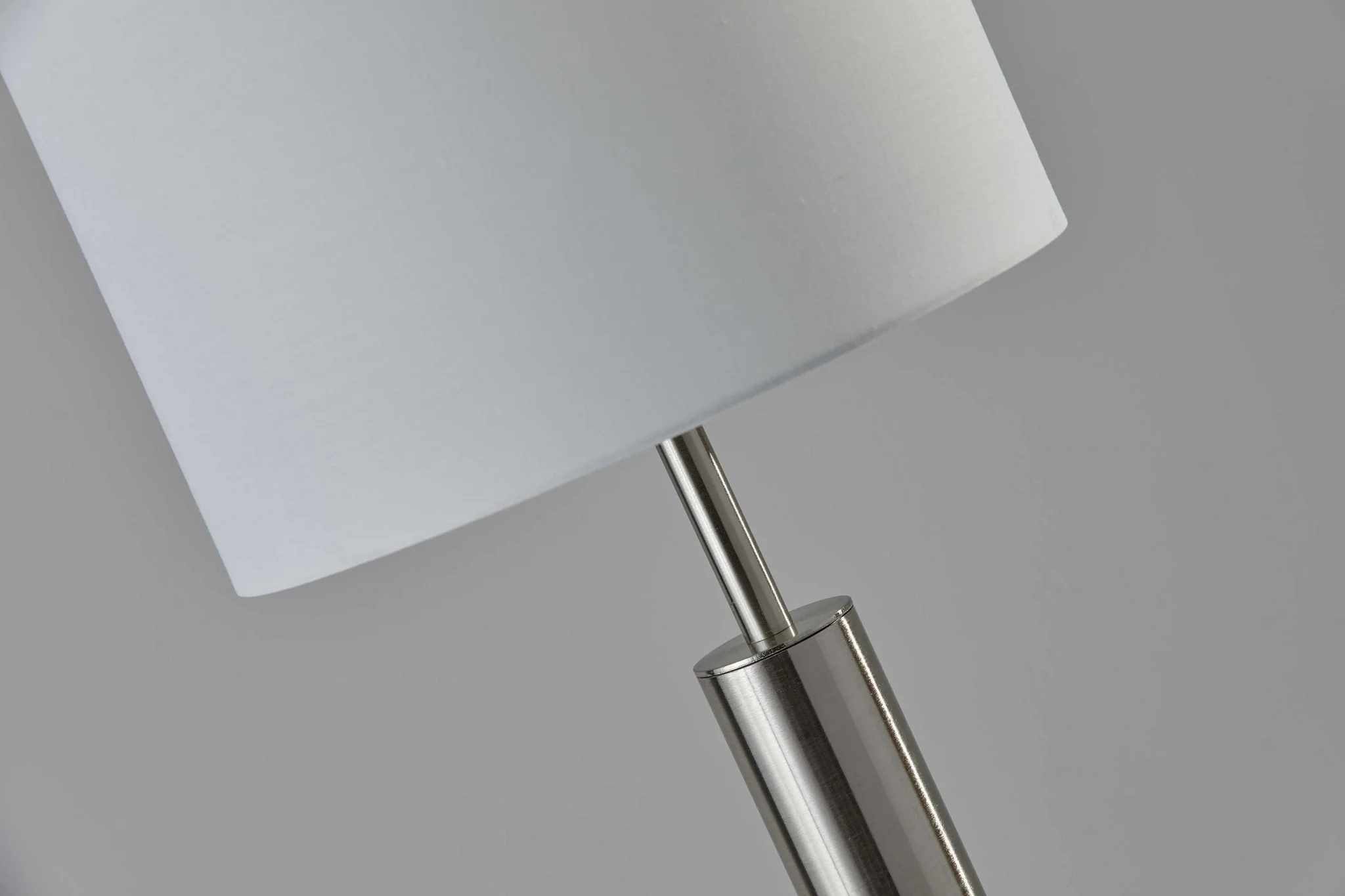 Floor Lamp Brushed Steel Metal Stout Pole with Tall Silk Shade By Homeroots - Image 2