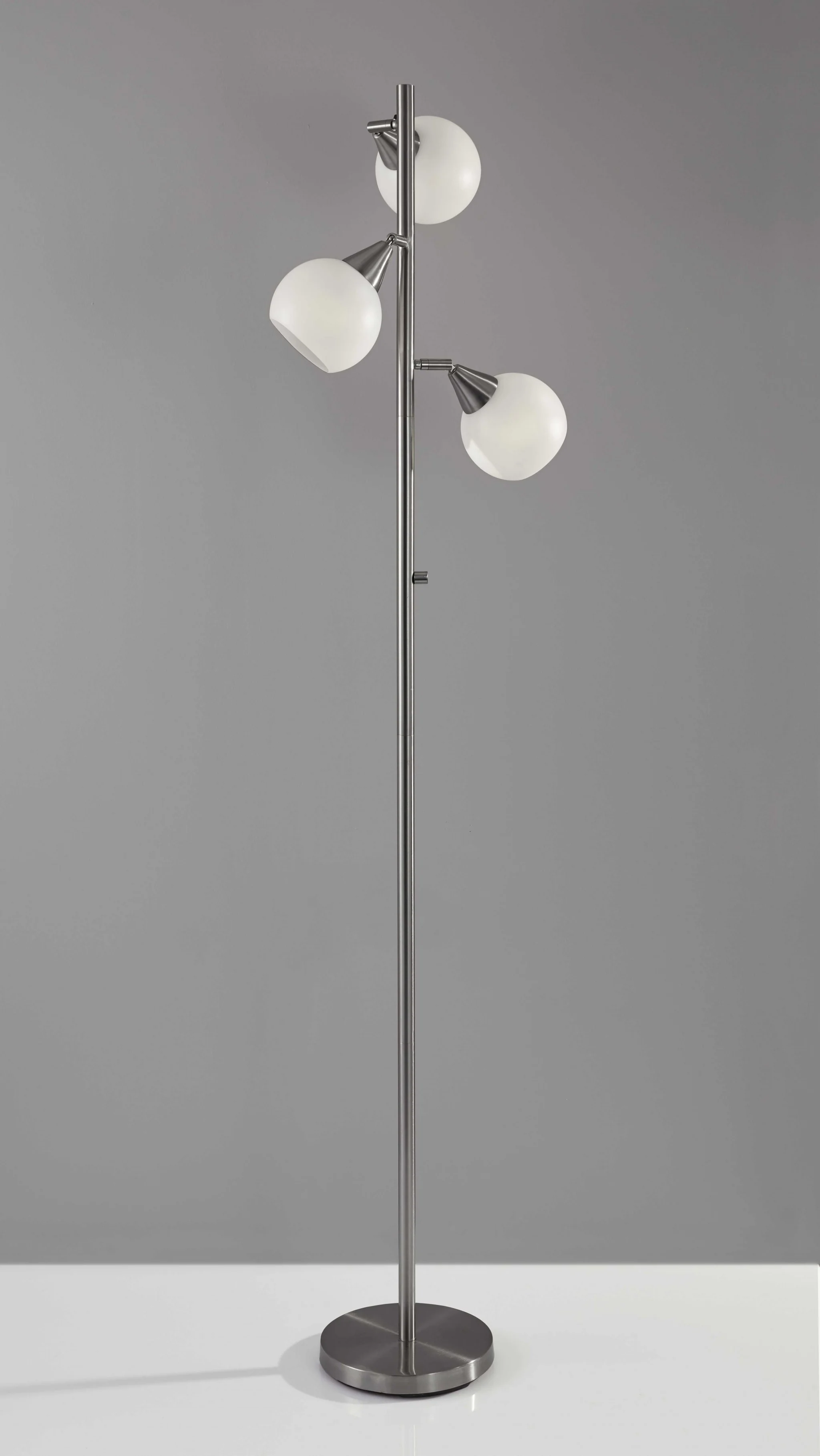 Floor Lamp Brushed Steel Metal Three Adjustable Globes By Homeroots - Image 2