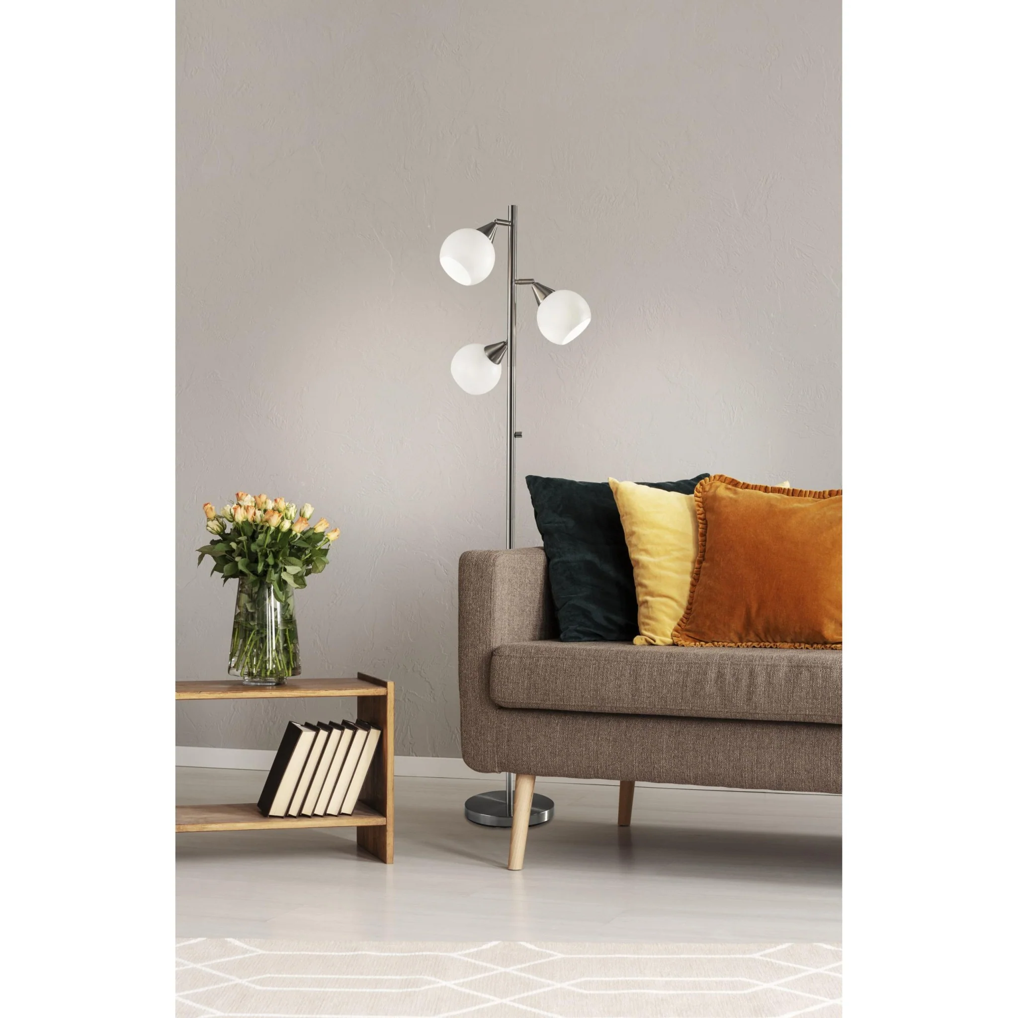 Floor Lamp Brushed Steel Metal Three Adjustable Globes By Homeroots - Image 3