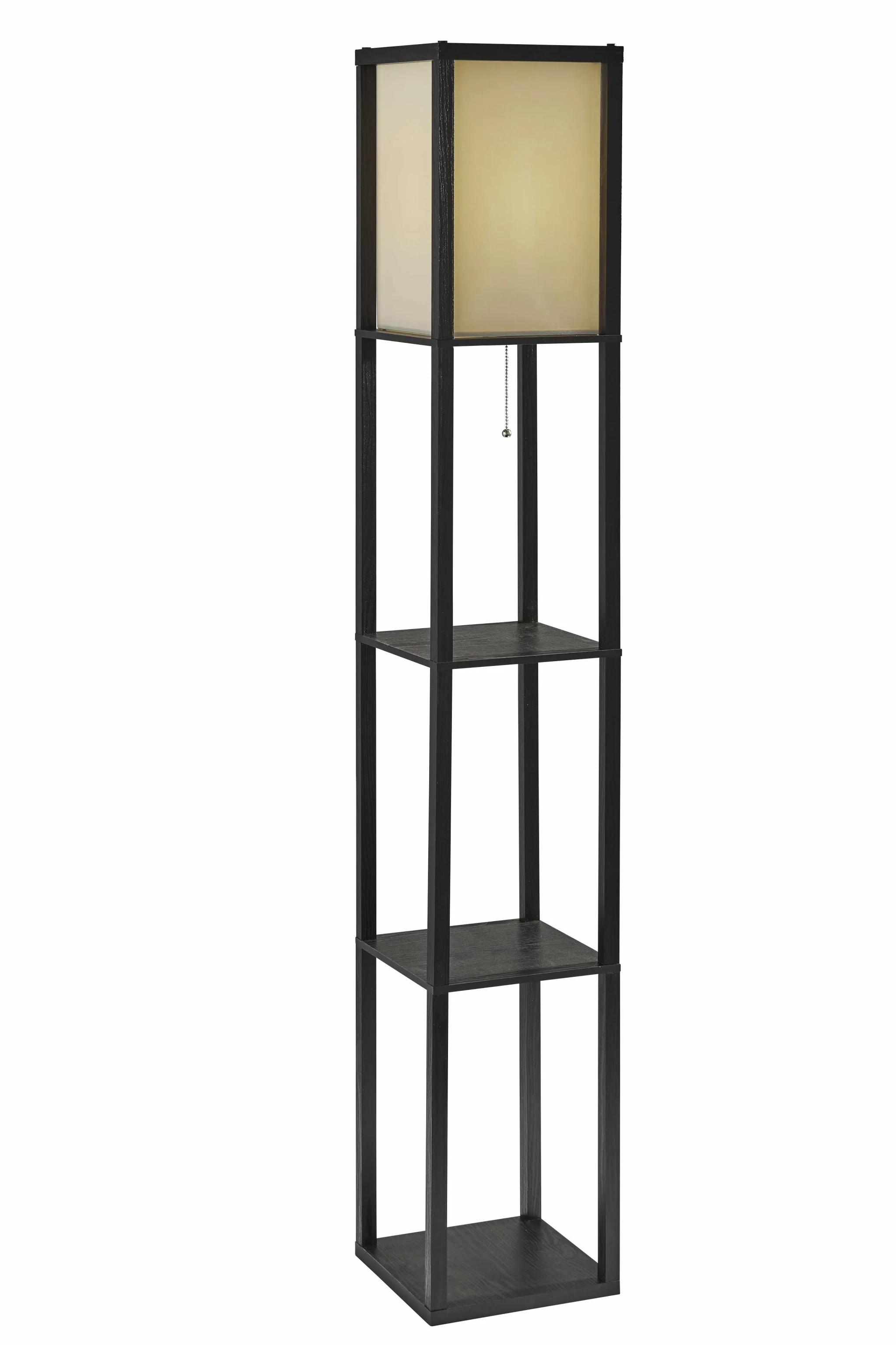 Floor Lamp with Black Wood Finish Storage Shelves By Homeroots - Image 2
