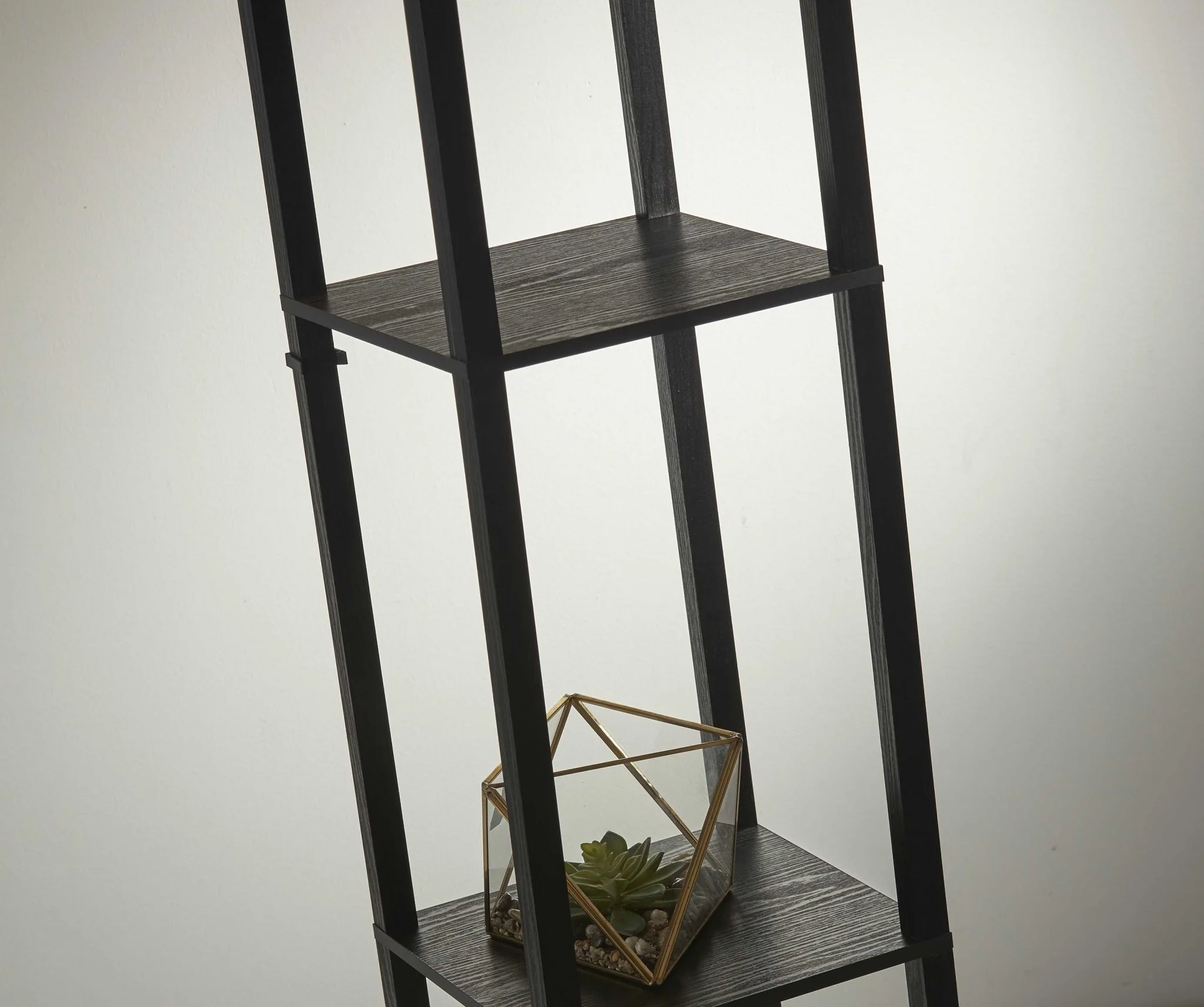 Floor Lamp with Black Wood Finish Storage Shelves By Homeroots - Image 3