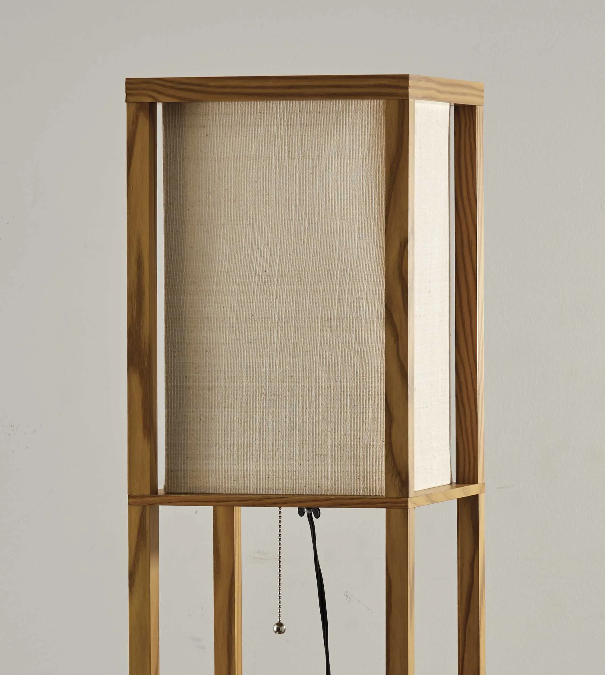Floor Lamp with Natural Wood Finish Storage Shelves - Image 2
