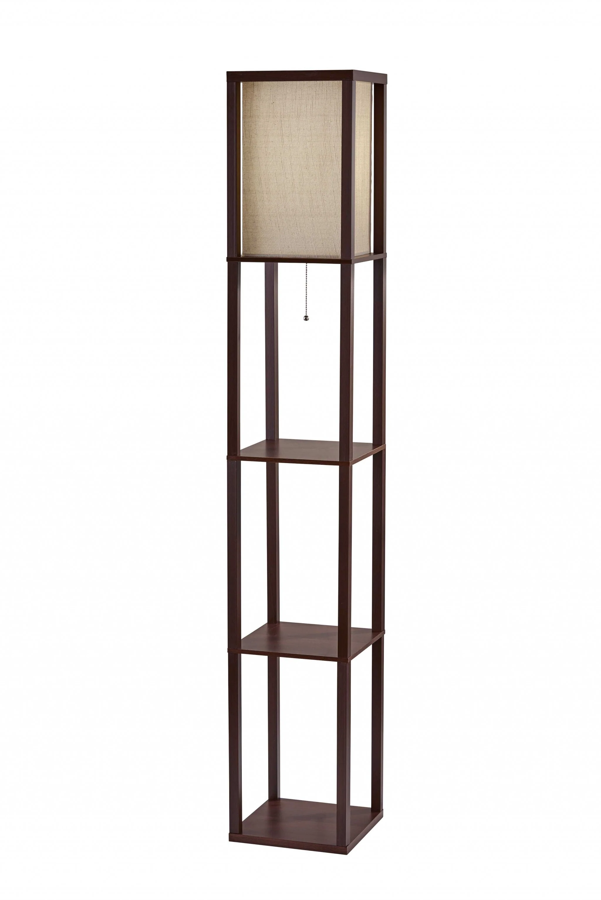 Floor Lamp with Natural Wood Finish Storage Shelves - Image 3