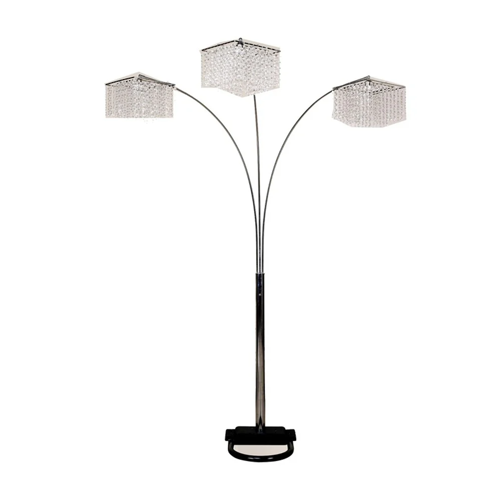 Floor Lamp with Three Hanging Crystal Shades By Homeroots - Image 2