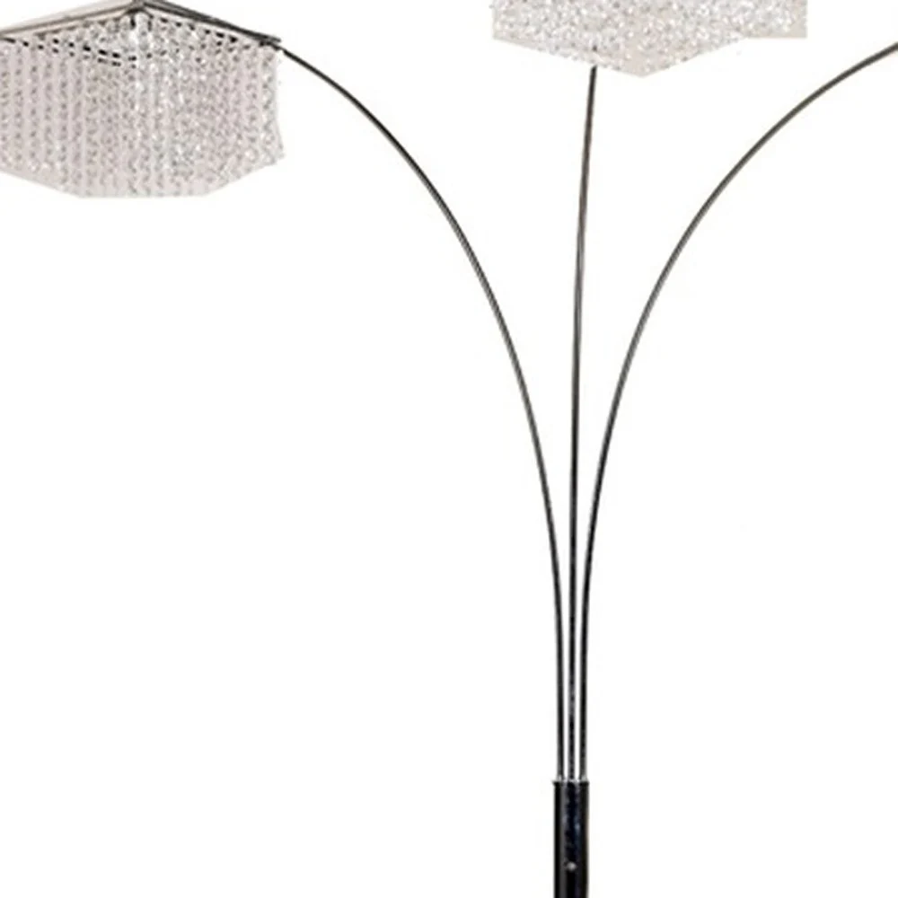 Floor Lamp with Three Hanging Crystal Shades By Homeroots - Image 3