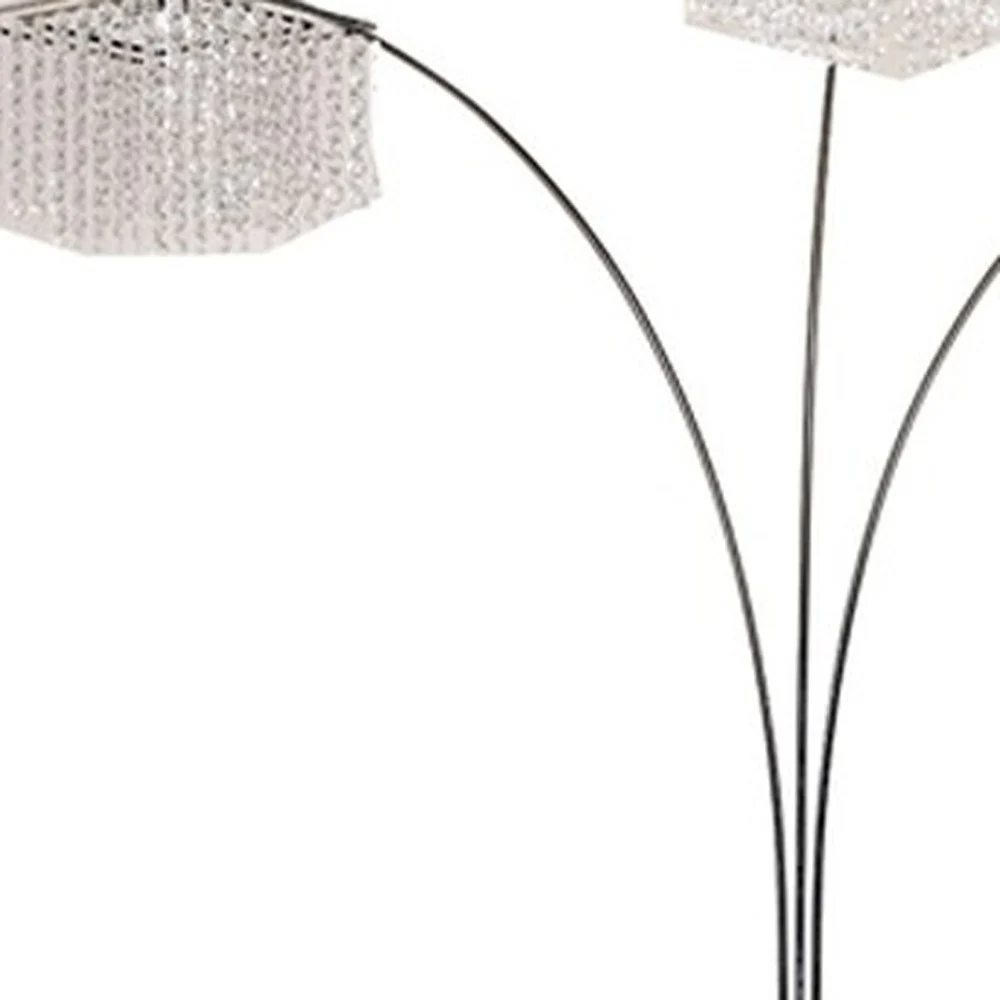 Floor Lamp with Three Hanging Crystal Shades By Homeroots - Image 4
