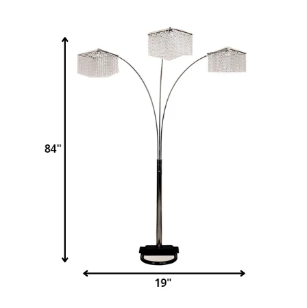Floor Lamp with Three Hanging Crystal Shades By Homeroots - Image 5