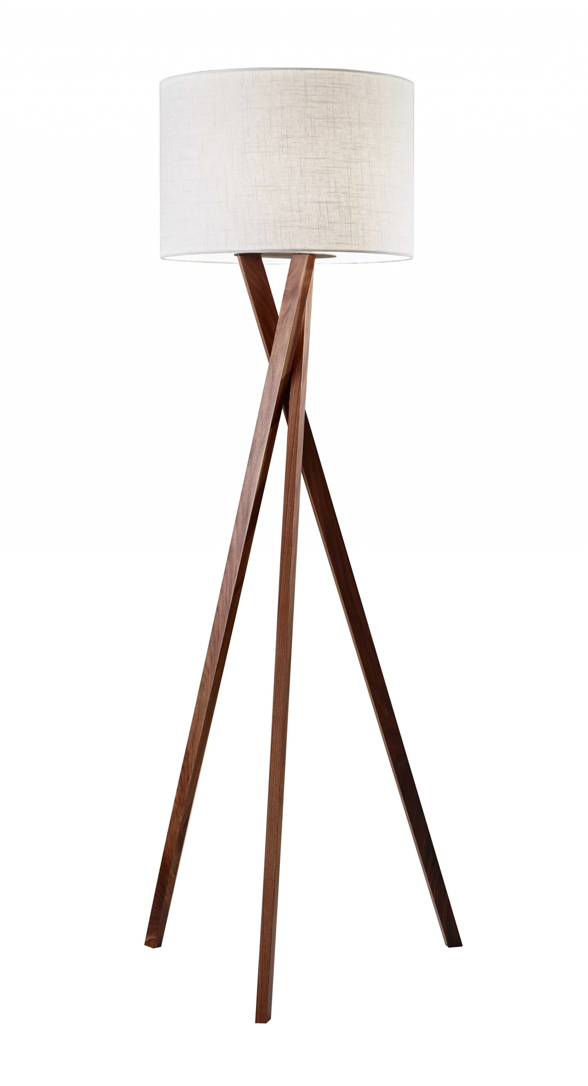Floor Lamp with Walnut Wood Tripod Leg By Homeroots - Image 2