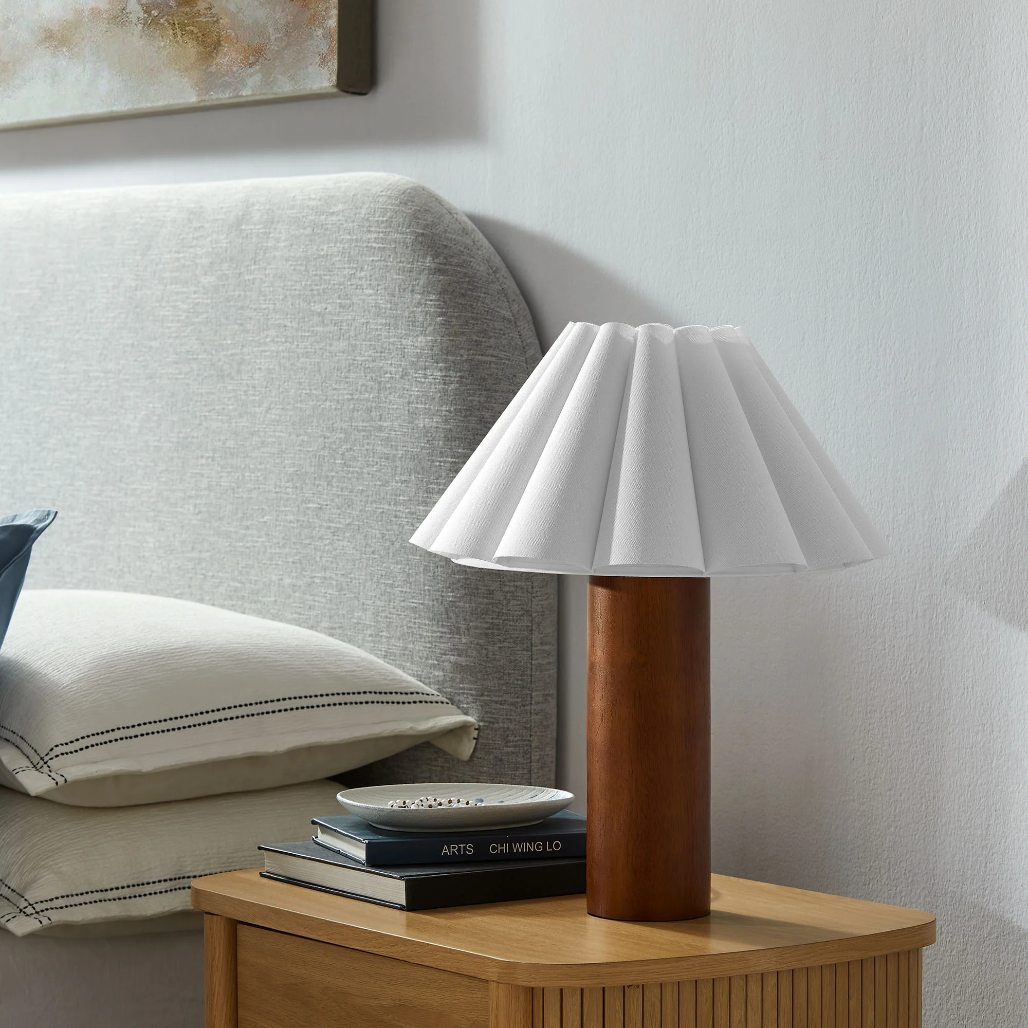 Flora Wood Table Lamp With Pleated Petal Shade by Modway - Image 10