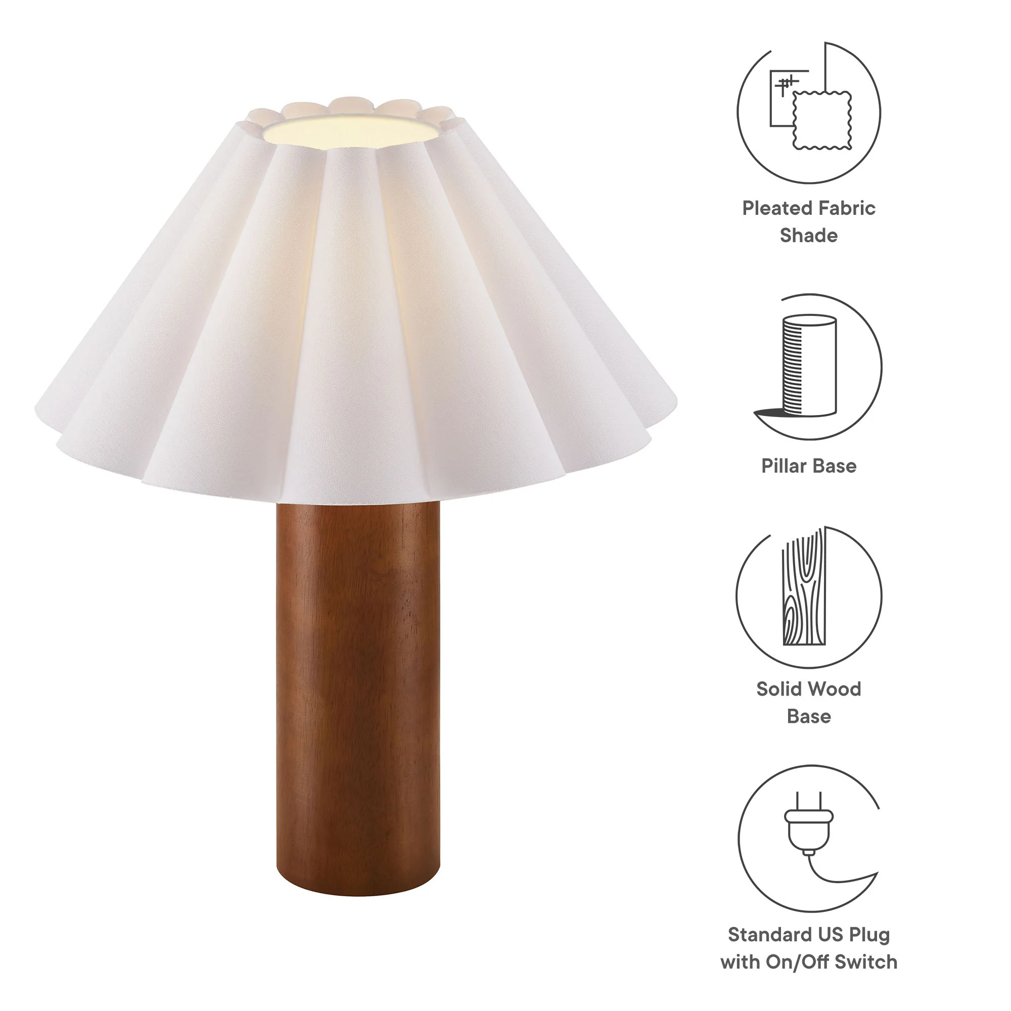 Flora Wood Table Lamp With Pleated Petal Shade by Modway - Image 11
