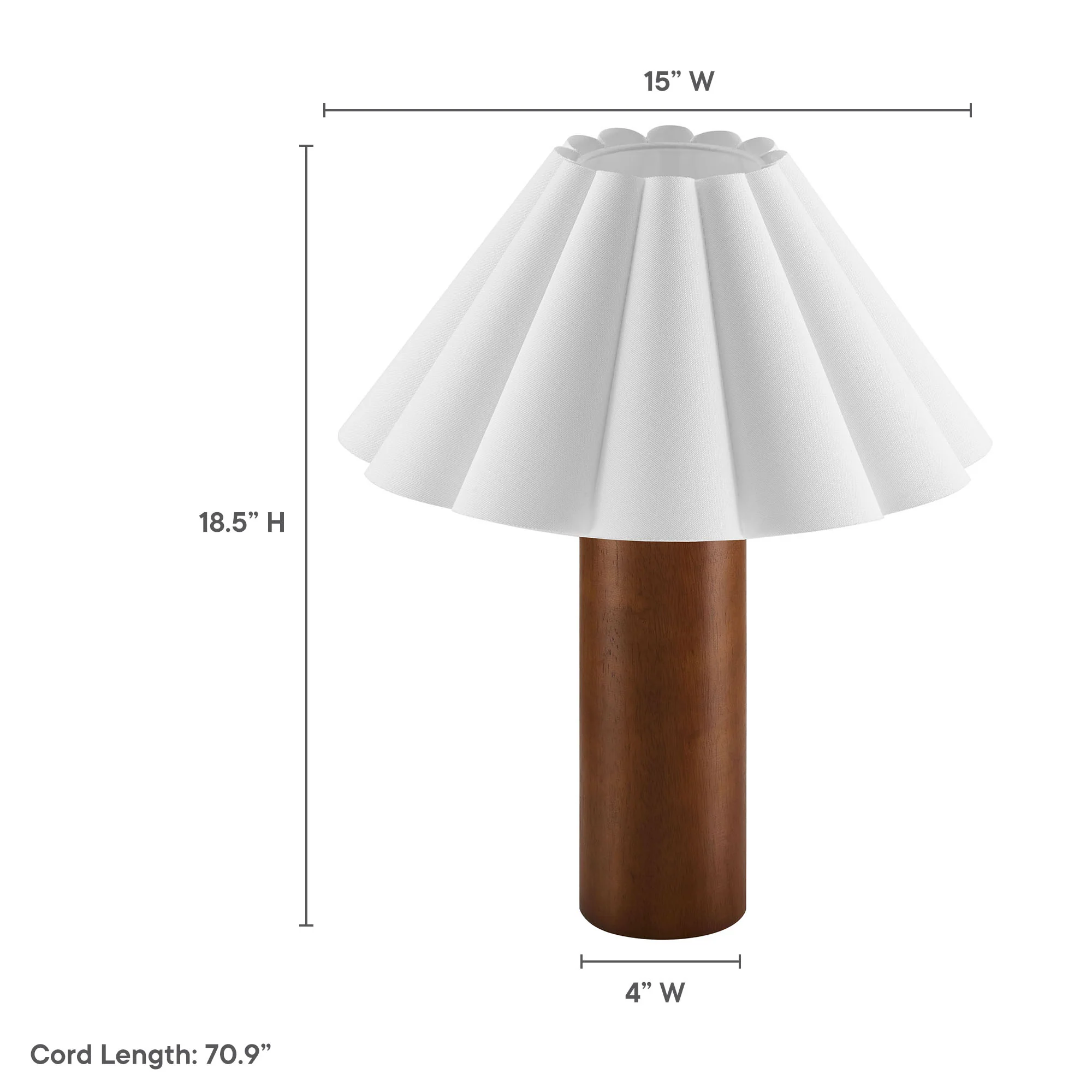 Flora Wood Table Lamp With Pleated Petal Shade by Modway - Image 13