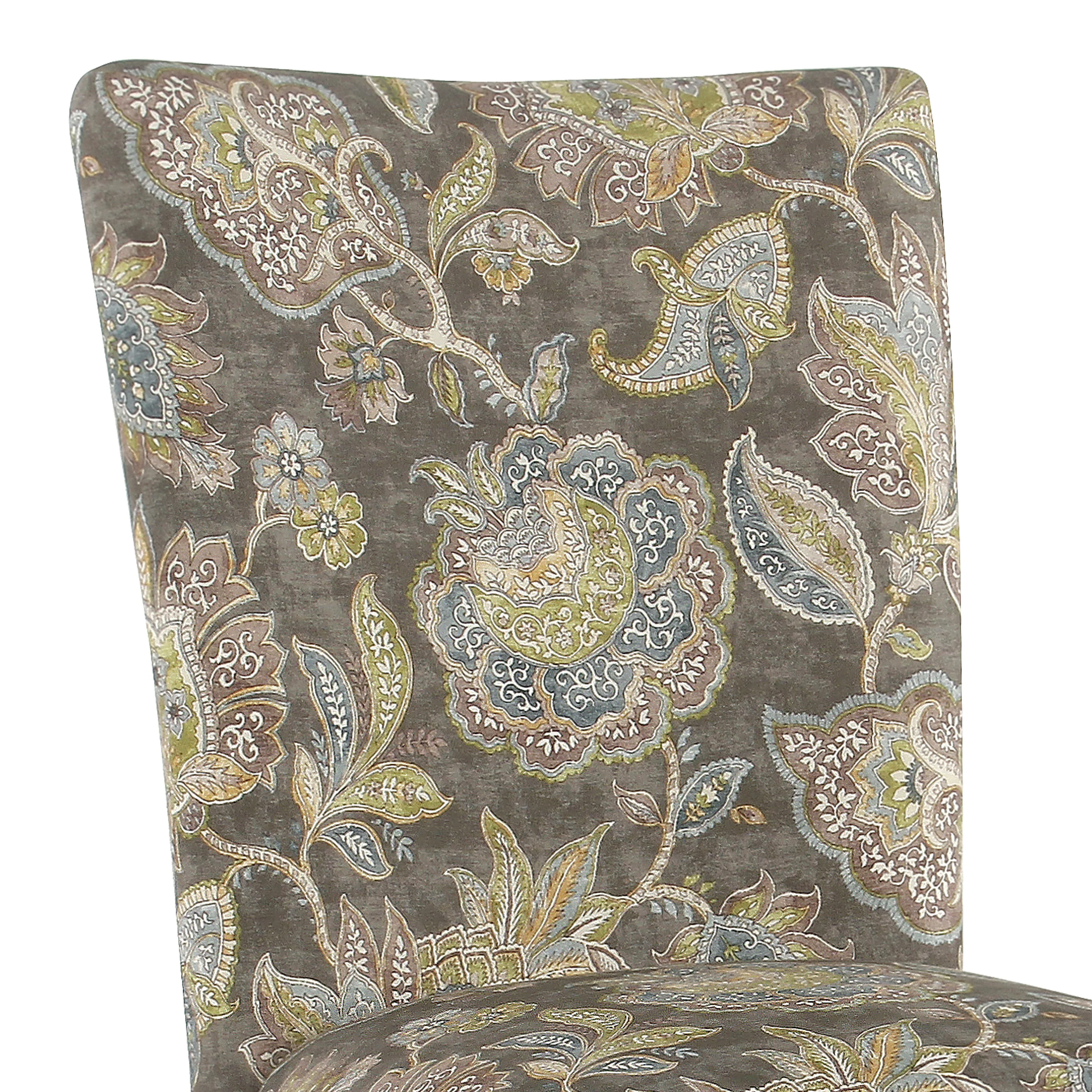 Floral Print Fabric Upholstered Parsons Chair With Wooden Legs, Multicolor, Set Of Two By Benzara - Image 2