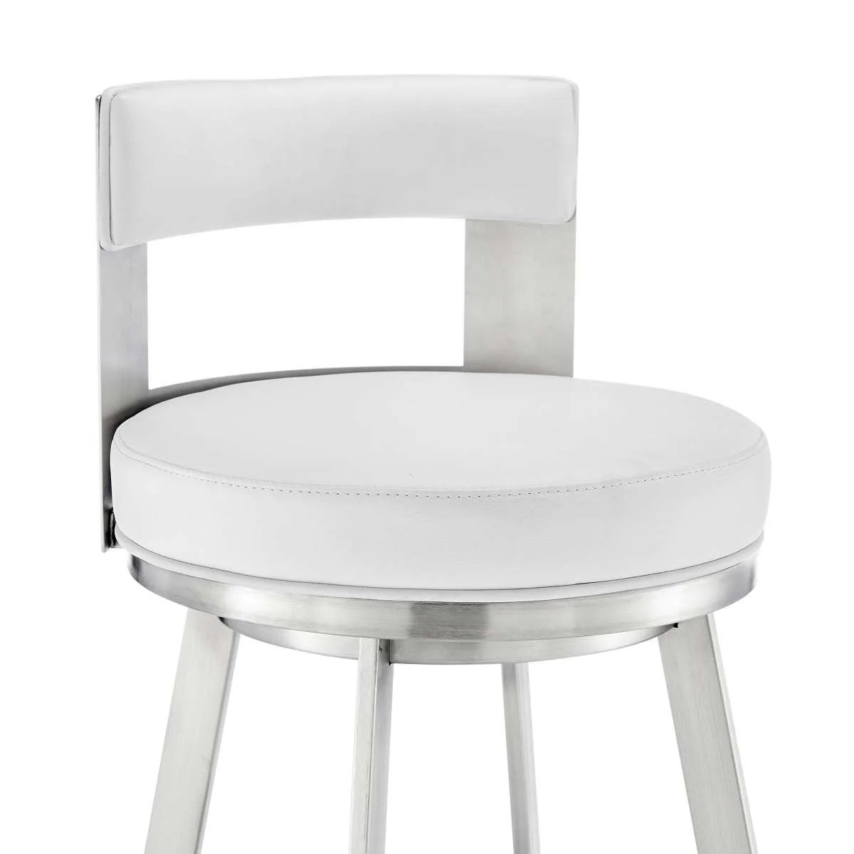 Flynn 26" Swivel Counter Stool in Brushed Stainless Steel with Black Faux Leather By Armen Living - Image 19