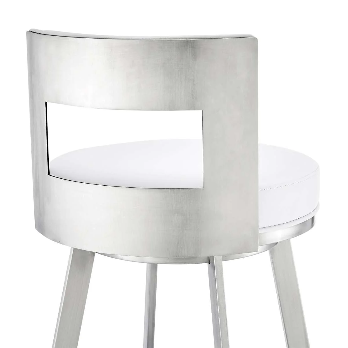 Flynn 26" Swivel Counter Stool in Brushed Stainless Steel with Black Faux Leather By Armen Living - Image 21