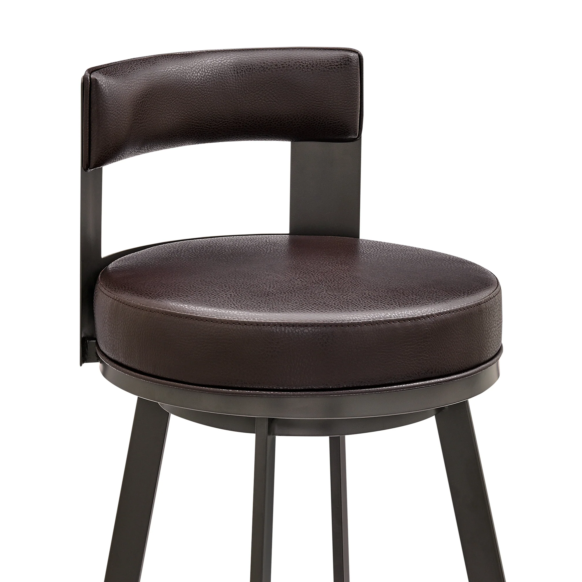 Flynn 30" Swivel Bar Stool in Black Metal with Light Gray Faux Leather By Armen Living - Image 16