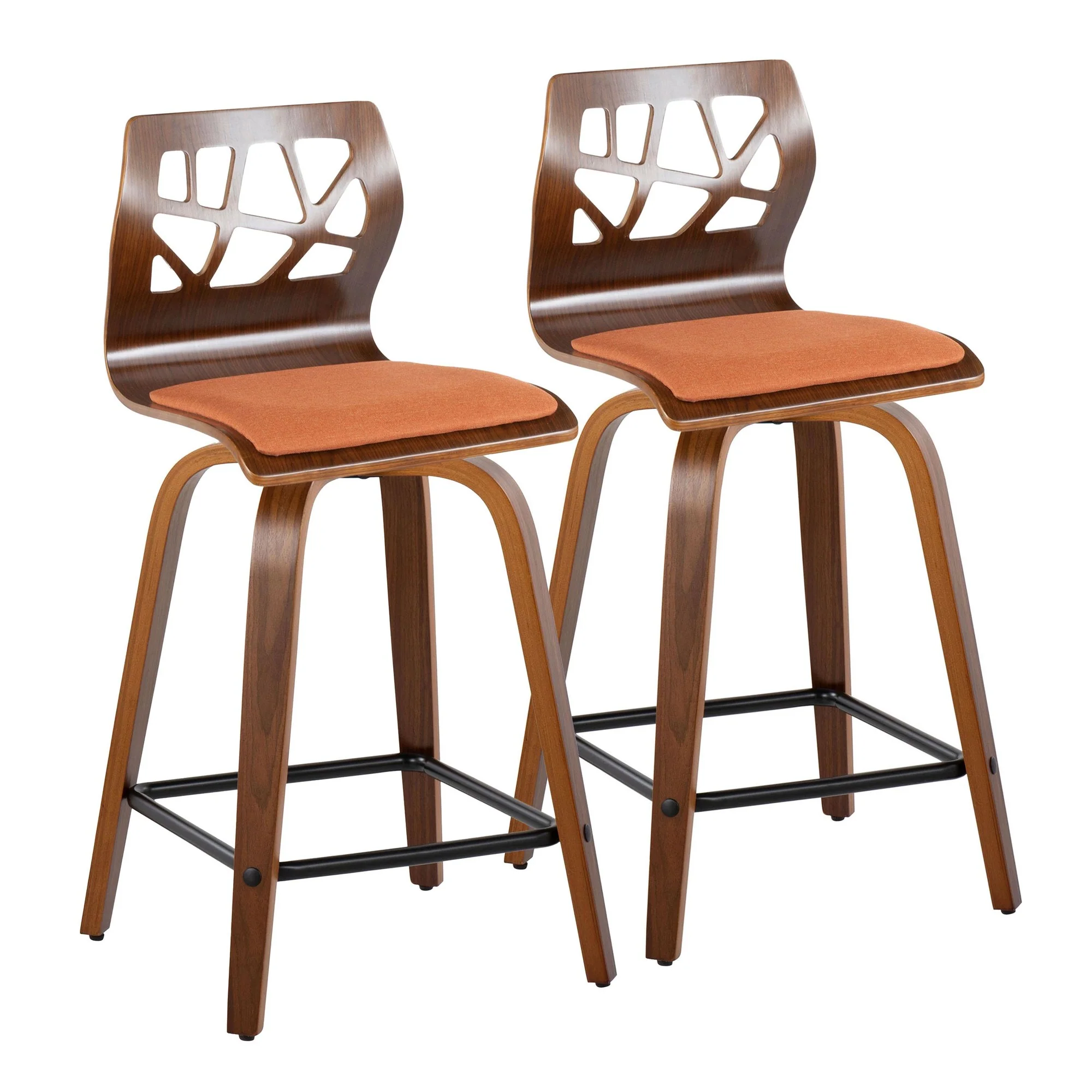 Folia 24" Fixed-Height Barstool - Set of 2 By LumiSource - B24-FOLIAFB-GRTZQ2 LGYLGYLGY2 - Image 15