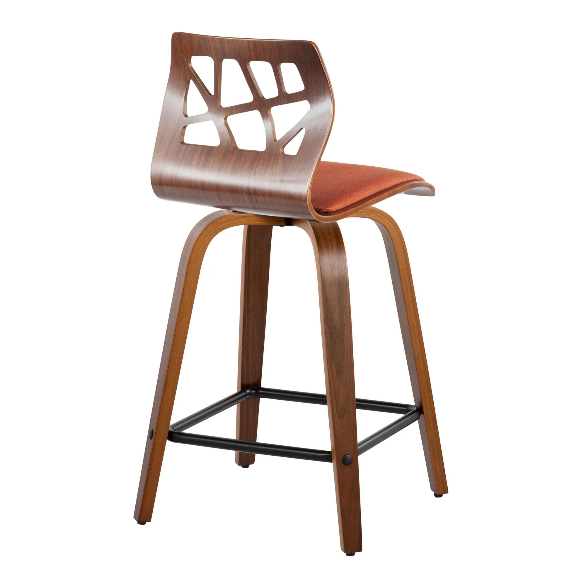 Folia 24" Fixed-Height Barstool - Set of 2 By LumiSource - B24-FOLIAFB-GRTZQ2 LGYLGYLGY2 - Image 18