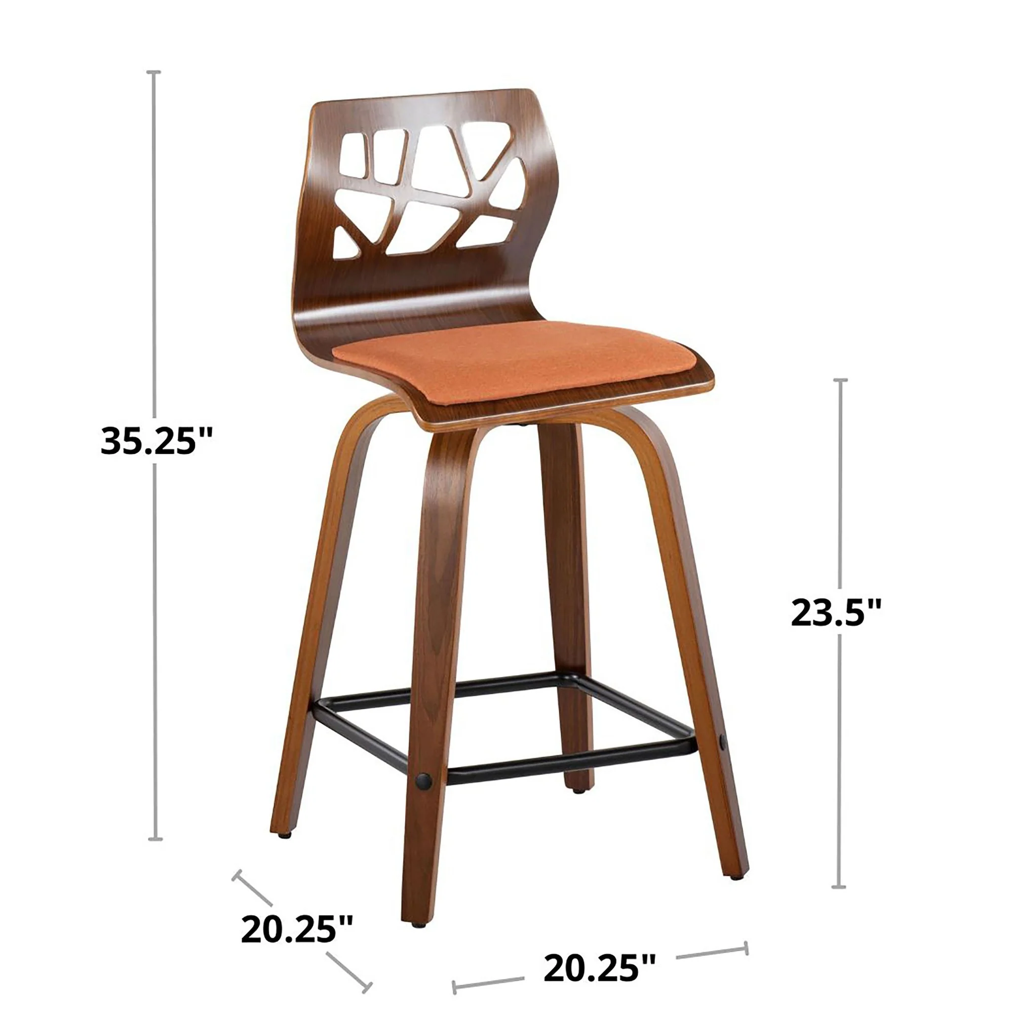 Folia 24" Fixed-Height Barstool - Set of 2 By LumiSource - B24-FOLIAFB-GRTZQ2 LGYLGYLGY2 - Image 20