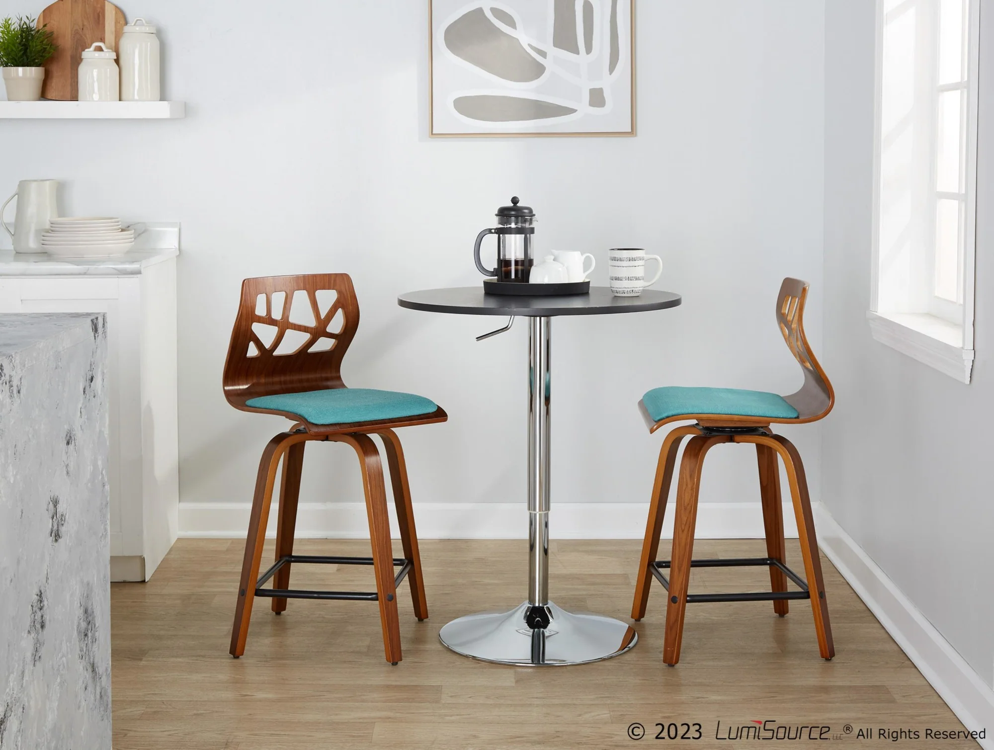 Folia 24" Fixed-Height Barstool - Set of 2 By LumiSource - B24-FOLIAFB-GRTZQ2 LGYLGYLGY2 - Image 25