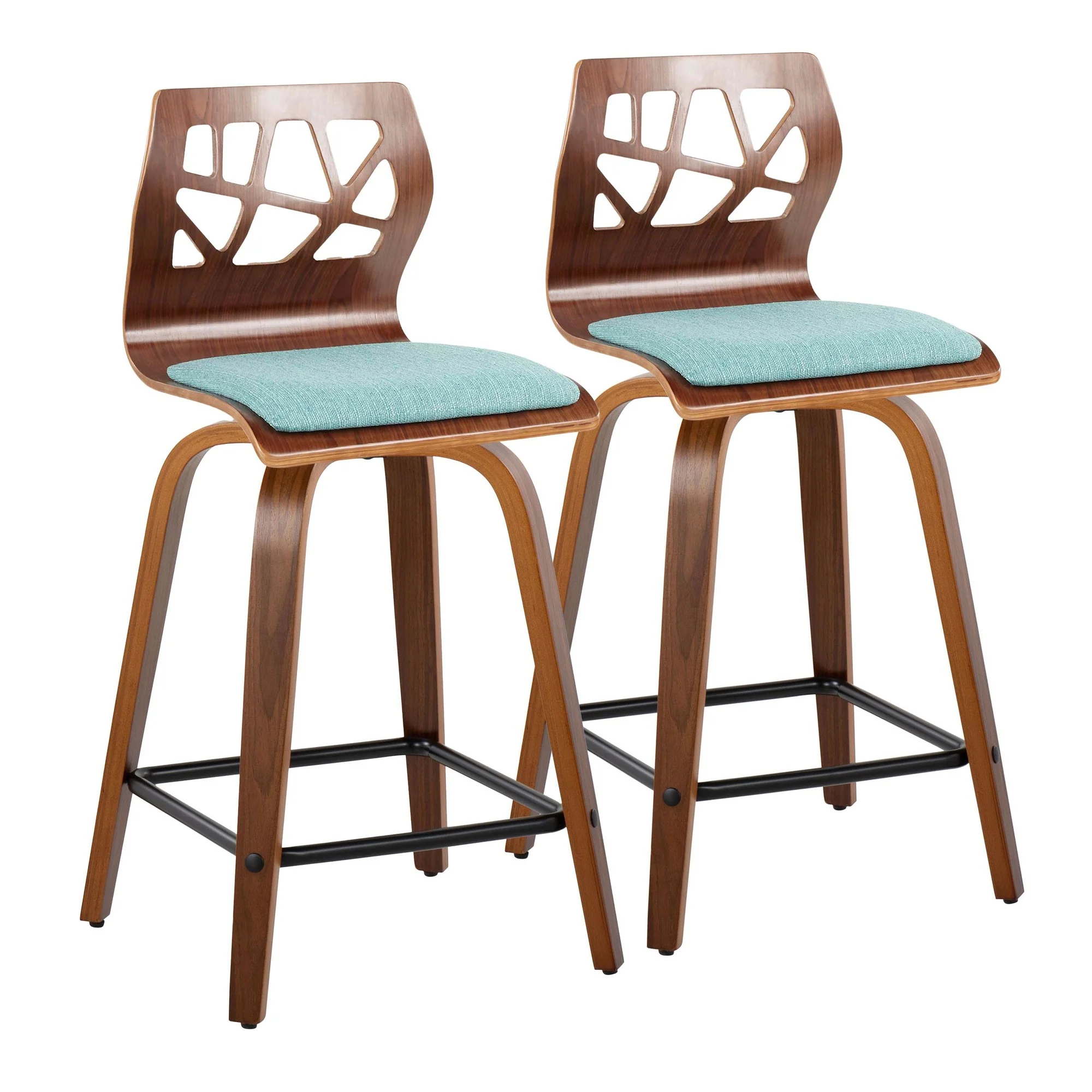 Folia 24" Fixed-Height Barstool - Set of 2 By LumiSource - B24-FOLIAFB-GRTZQ2 LGYLGYLGY2 - Image 26