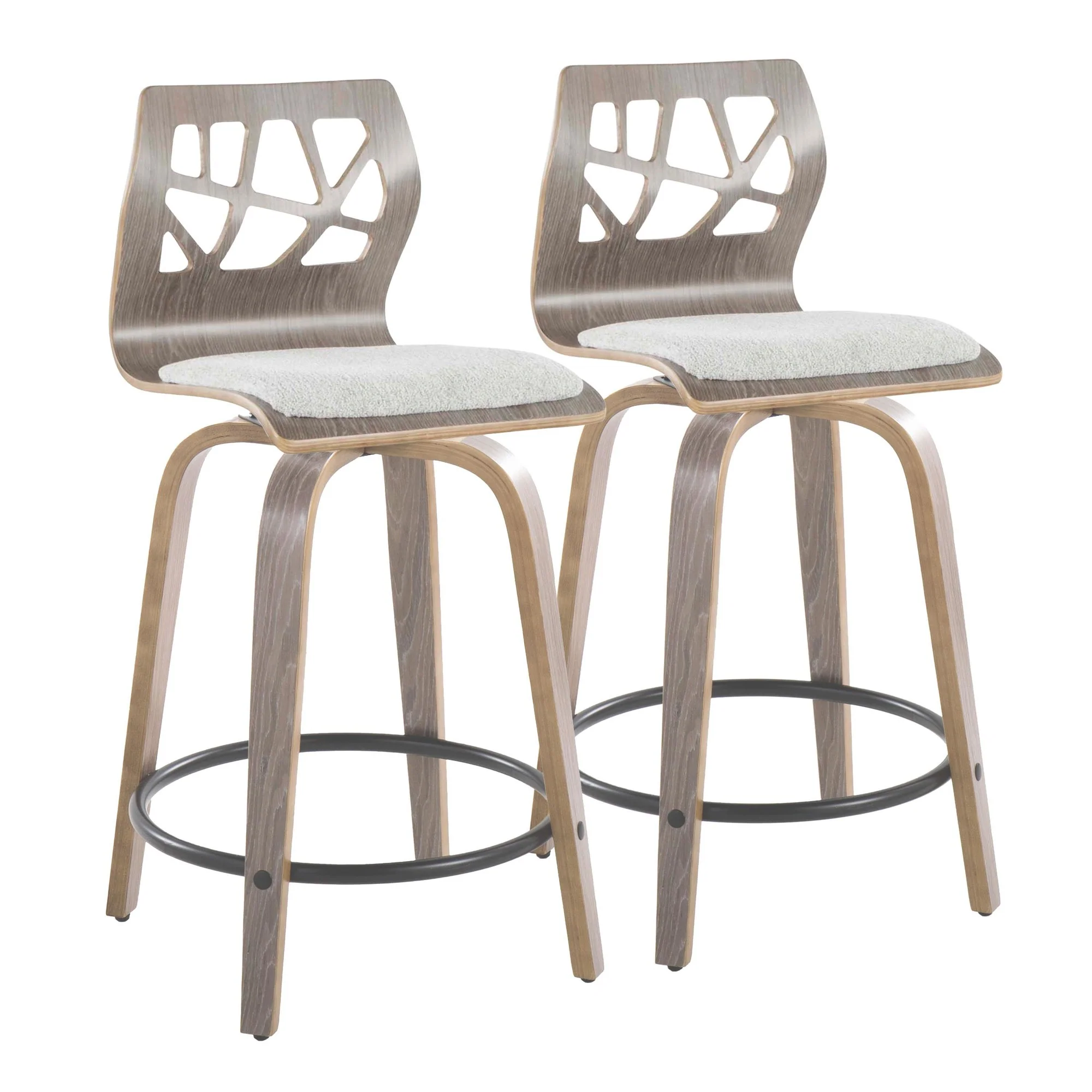 Folia 24" Fixed-Height Barstool - Set of 2 By LumiSource - B24-FOLIAFB-GRTZQ2 LGYLGYLGY2 - Image 5