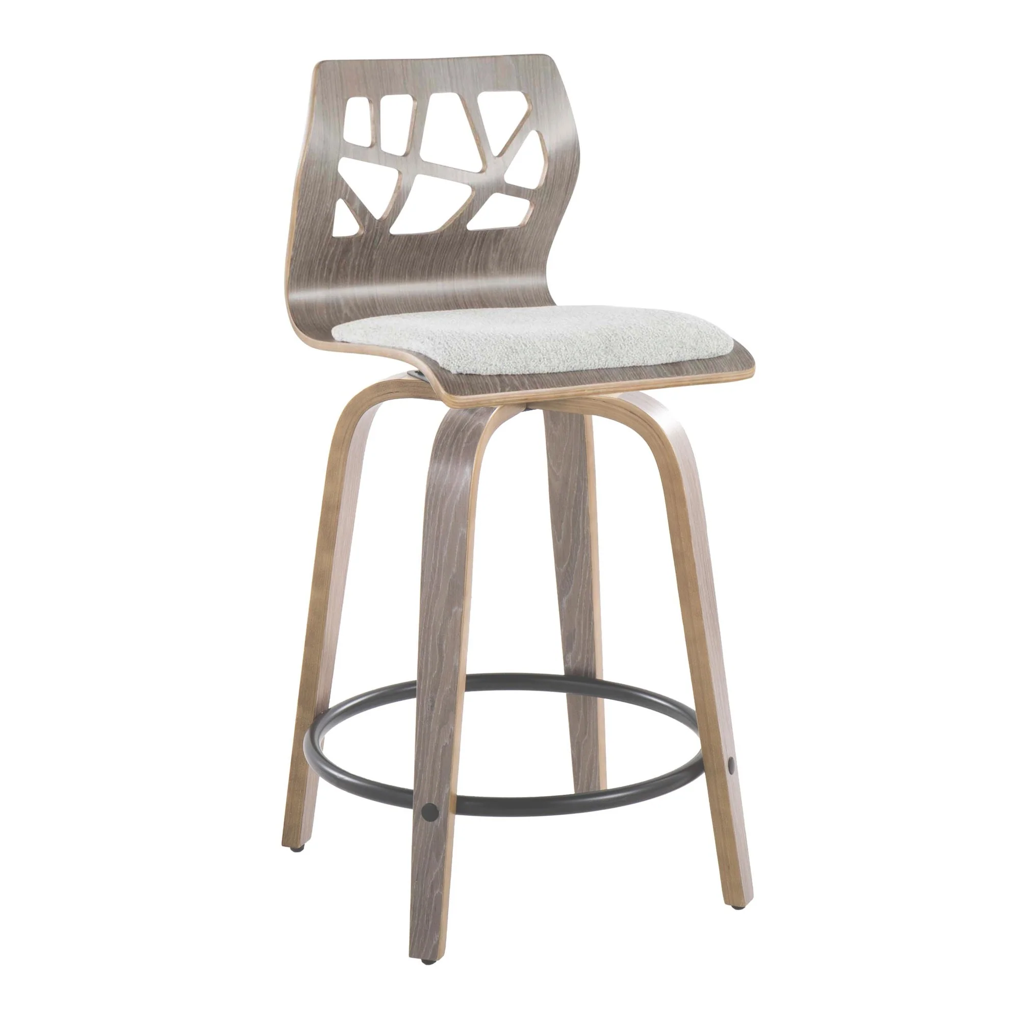 Folia 24" Fixed-Height Barstool - Set of 2 By LumiSource - B24-FOLIAFB-GRTZQ2 LGYLGYLGY2 - Image 6