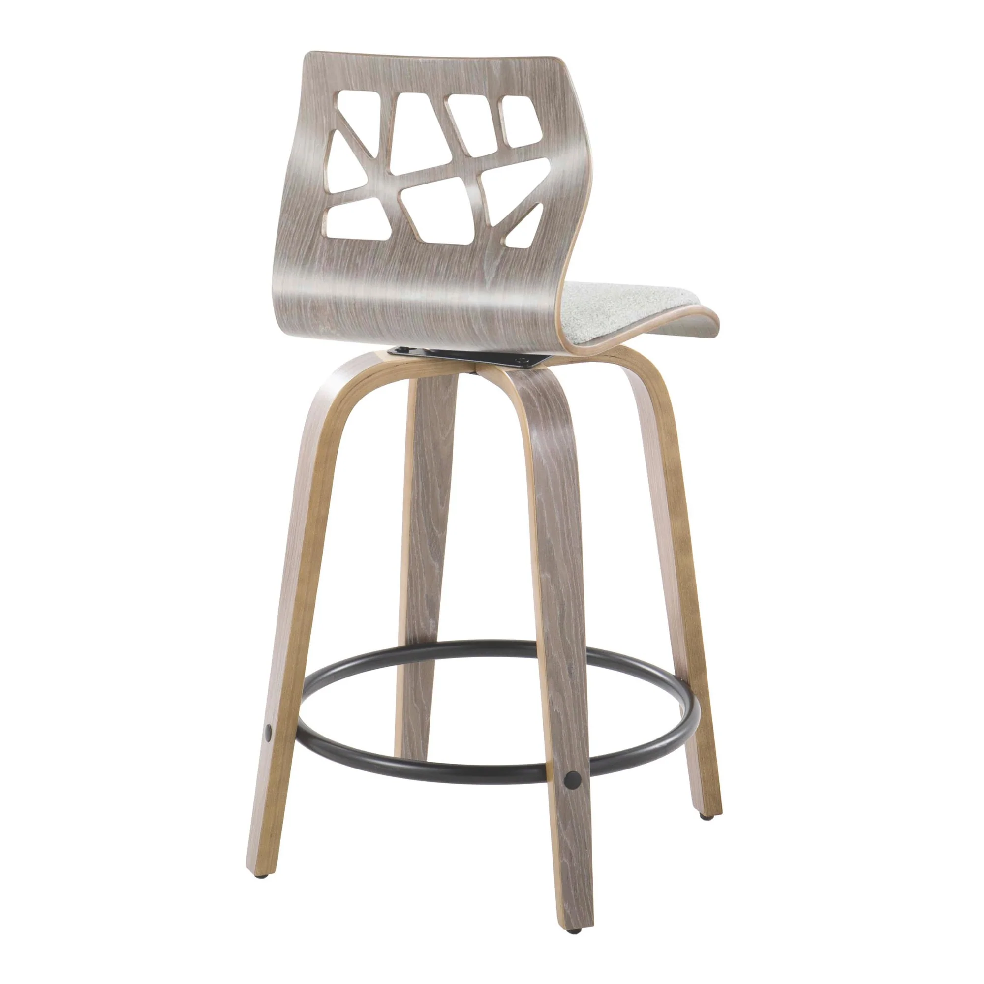 Folia 24" Fixed-Height Barstool - Set of 2 By LumiSource - B24-FOLIAFB-GRTZQ2 LGYLGYLGY2 - Image 8