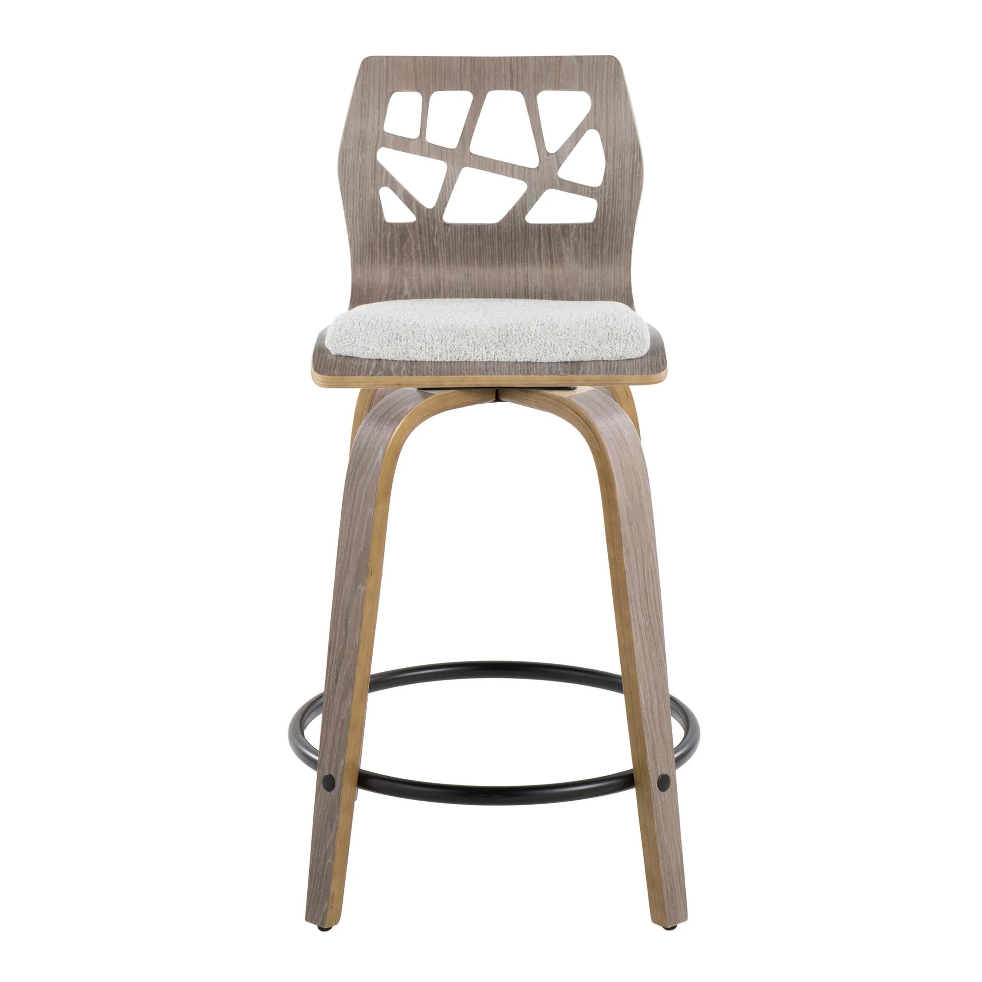 Folia 24" Fixed-Height Barstool - Set of 2 By LumiSource - B24-FOLIAFB-GRTZQ2 LGYLGYLGY2 - Image 9