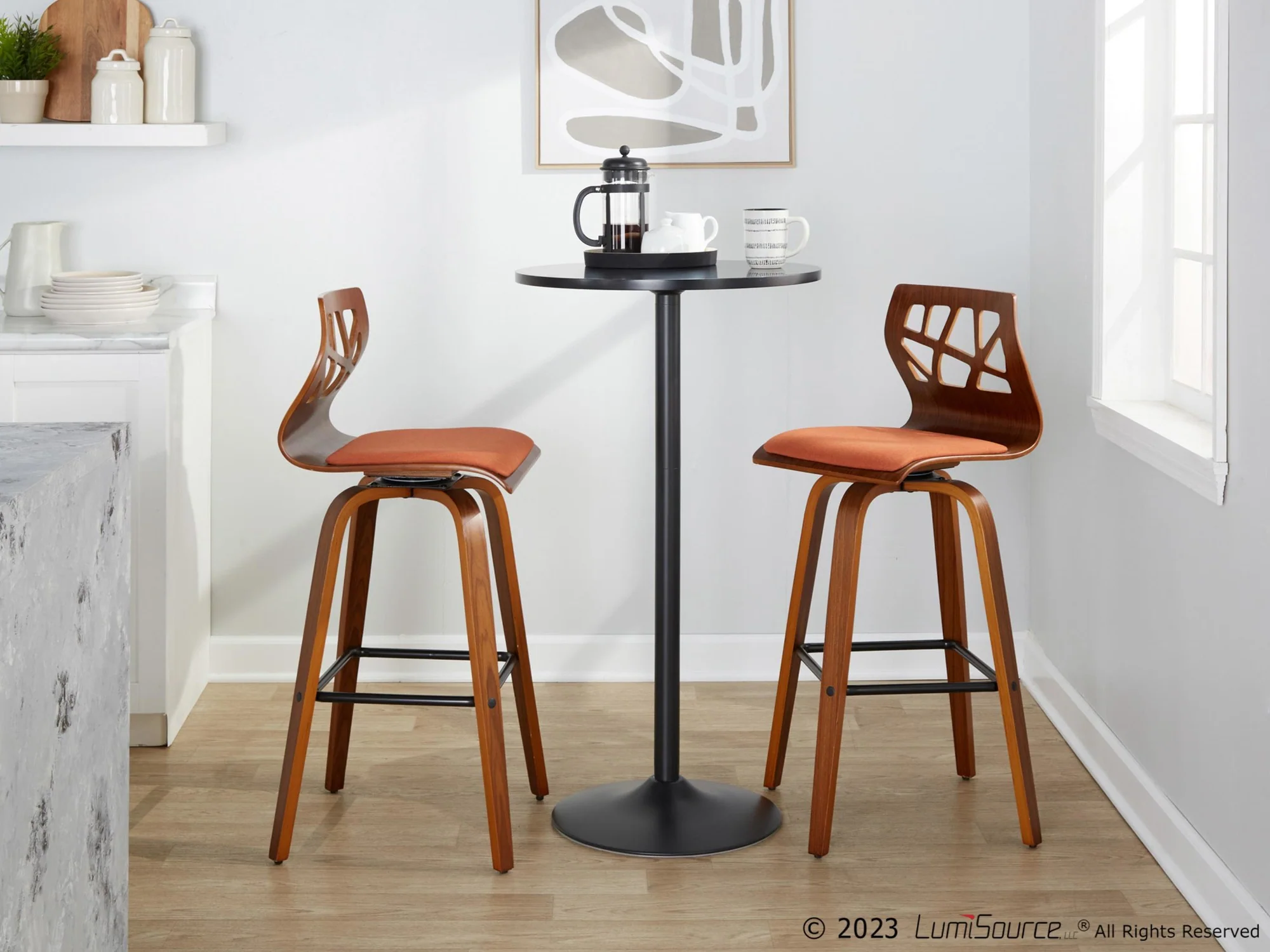 Folia 30" Fixed-Height Barstool - Set of 2 By LumiSource - B30-FOLIAFB-GRTZQ2 LGYLGYLGY2 - Image 11