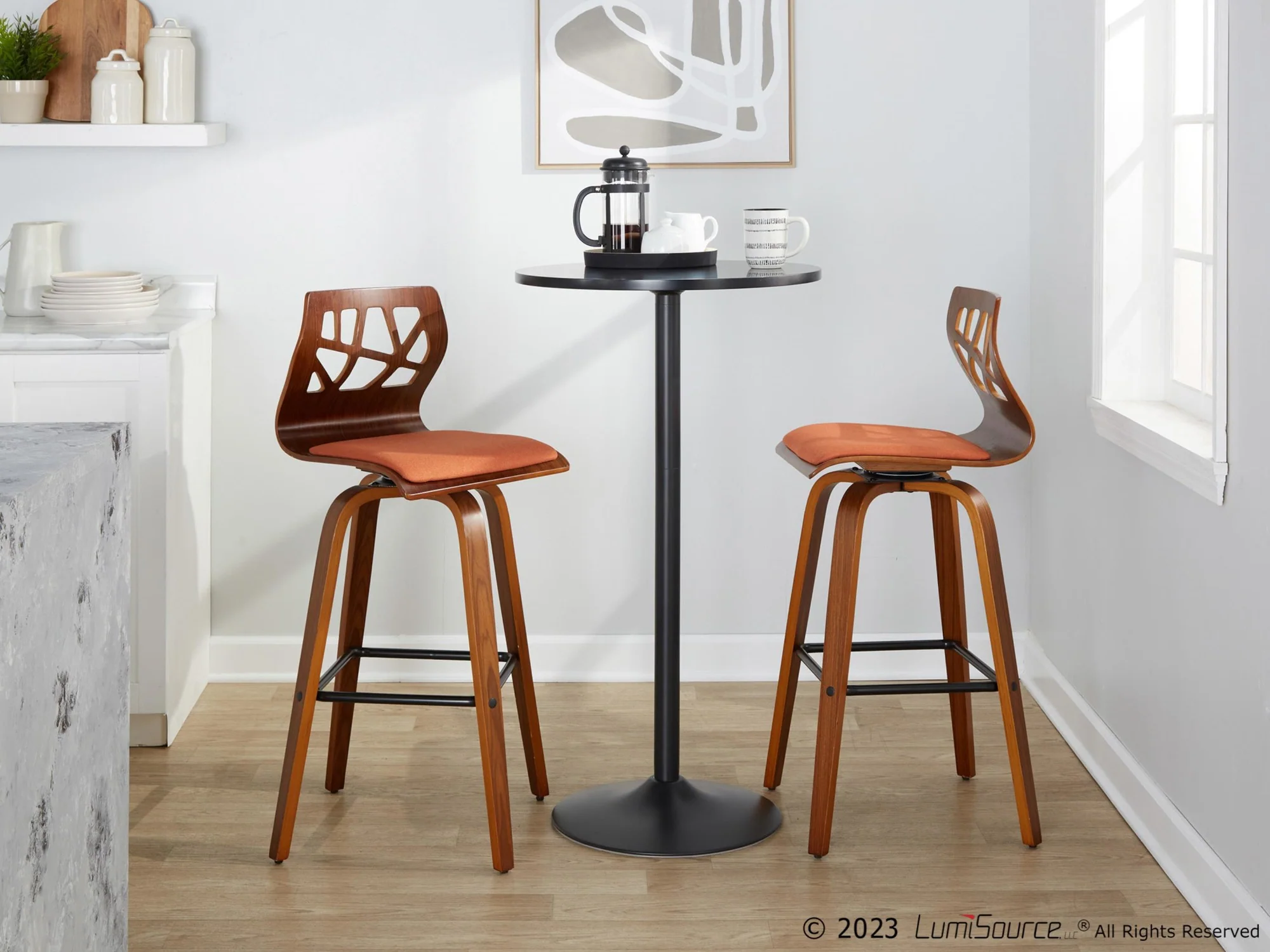 Folia 30" Fixed-Height Barstool - Set of 2 By LumiSource - B30-FOLIAFB-GRTZQ2 LGYLGYLGY2 - Image 12