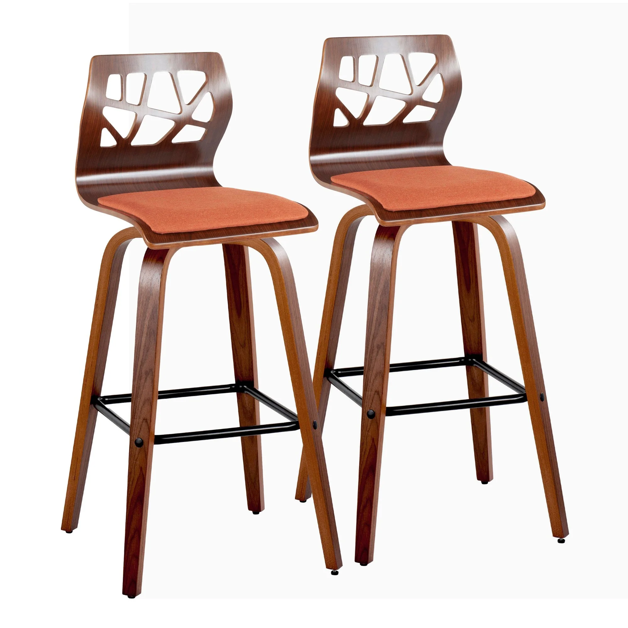 Folia 30" Fixed-Height Barstool - Set of 2 By LumiSource - B30-FOLIAFB-GRTZQ2 LGYLGYLGY2 - Image 15